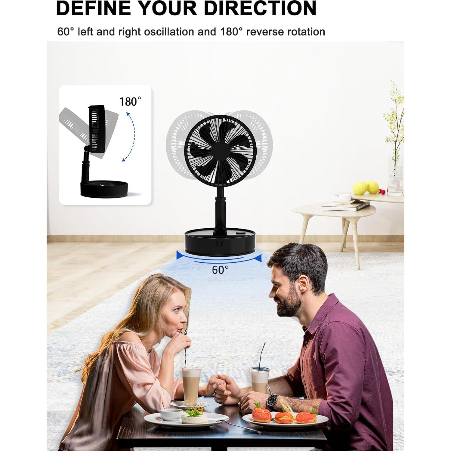 Ventilador Plegable UN UNITEDTIME 8" con Control Remoto 7200mAh