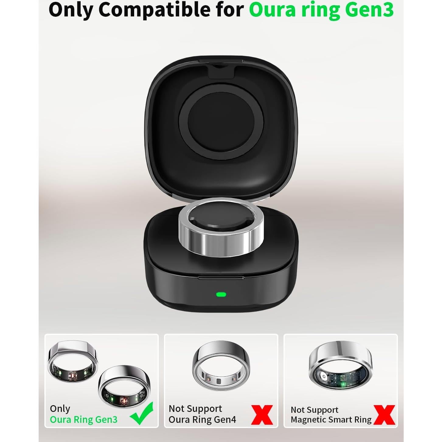 Cargador Portátil Inalámbrico ELFEYE para Oura Ring Gen3 - Tamaño 6