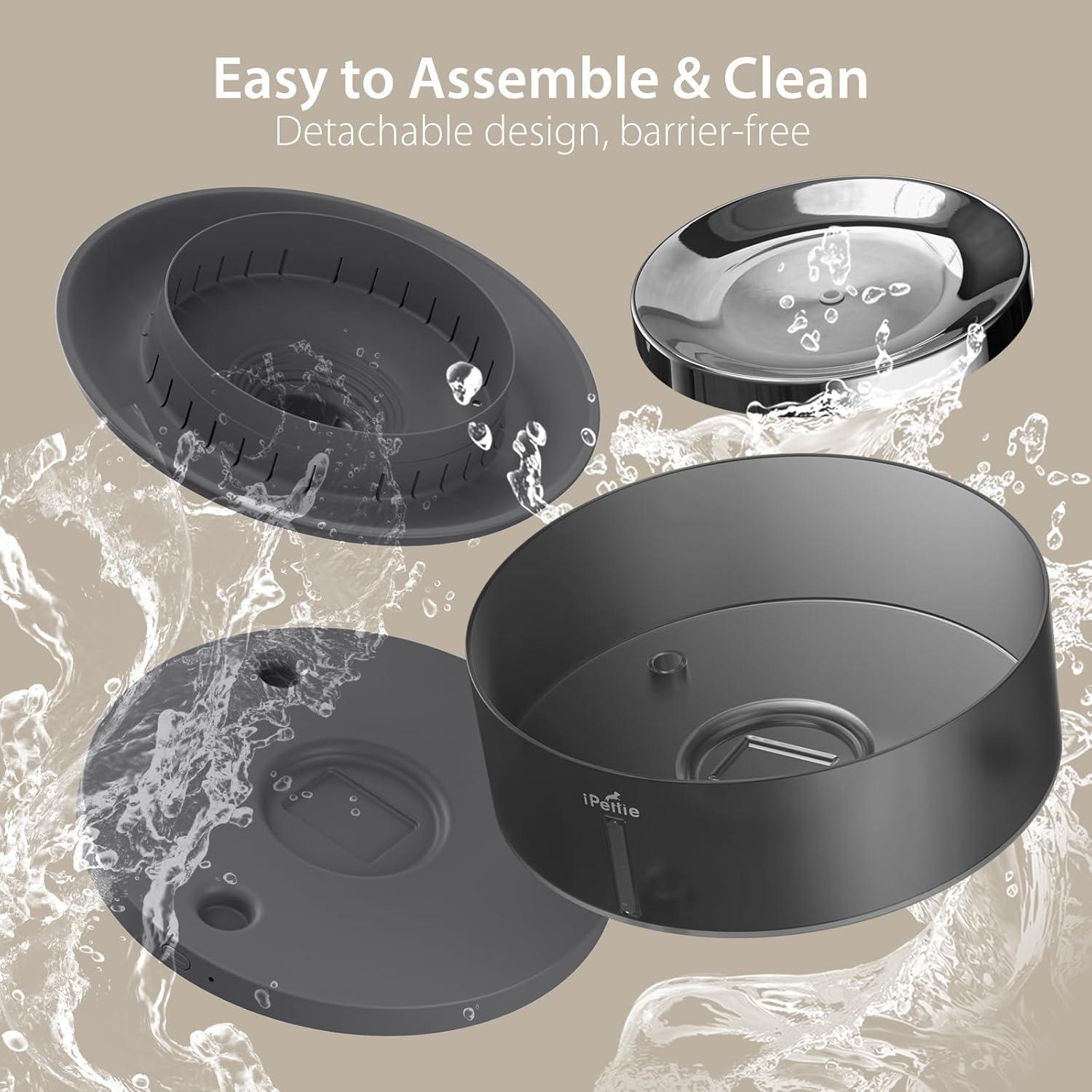 Fuente de Agua para Perros iPettie Cake 8L, Acero Inoxidable, Azul