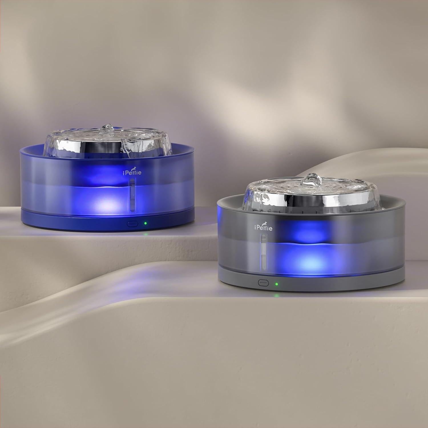 Fuente de Agua para Perros iPettie Cake 8L, Acero Inoxidable, Azul