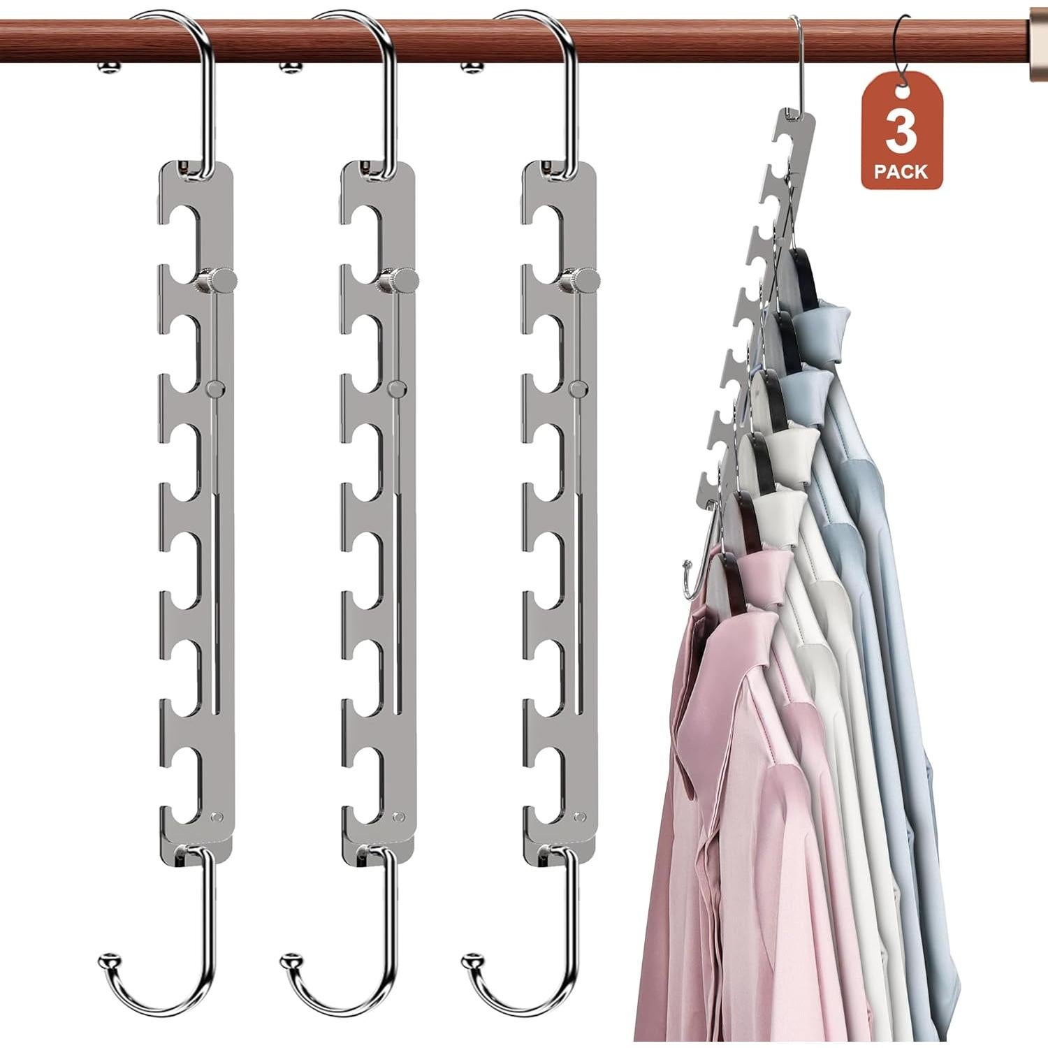 Perchas Telescópicas Sindax de Acero Inoxidable - Paquete de 3