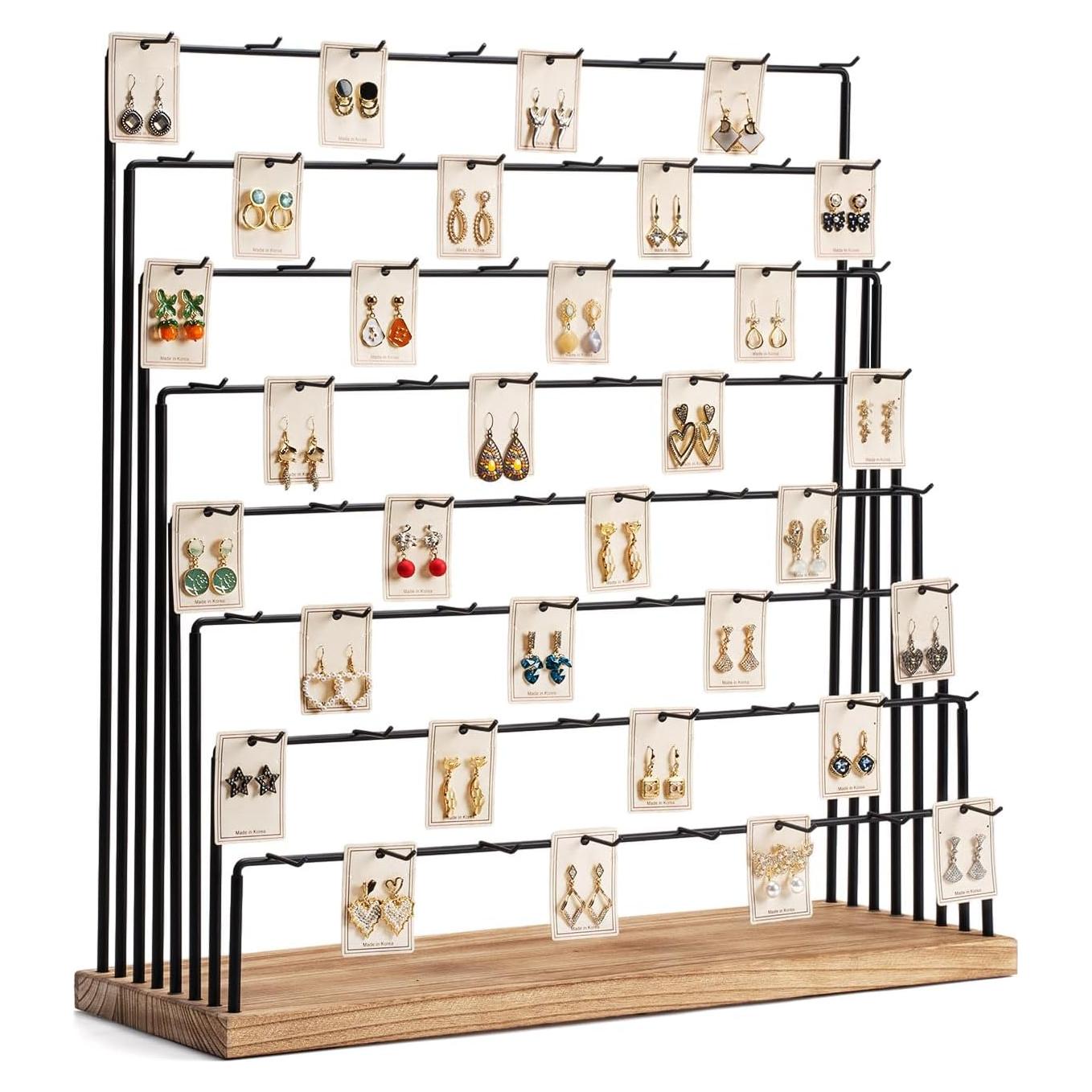Soporte de Exhibición de Pendientes DGWJSU Madera Rústica 64 Ganchos