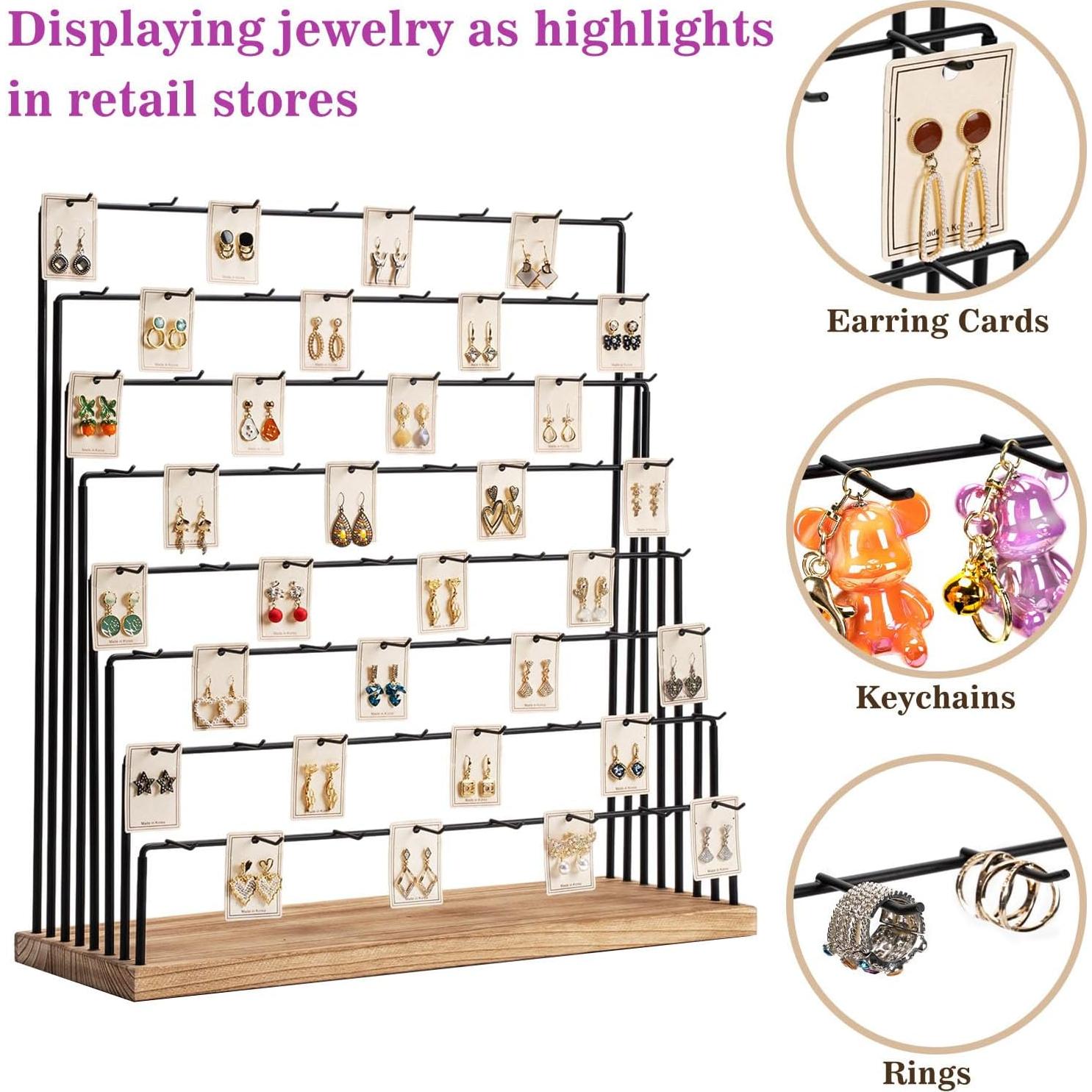 Soporte de Exhibición de Pendientes DGWJSU Madera Rústica 64 Ganchos