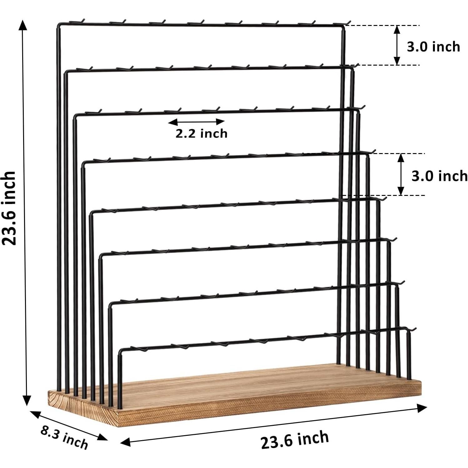 Soporte de Exhibición de Pendientes DGWJSU Madera Rústica 64 Ganchos