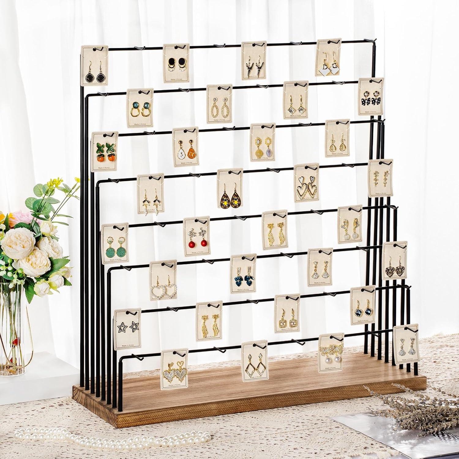 Soporte de Exhibición de Pendientes DGWJSU Madera Rústica 64 Ganchos
