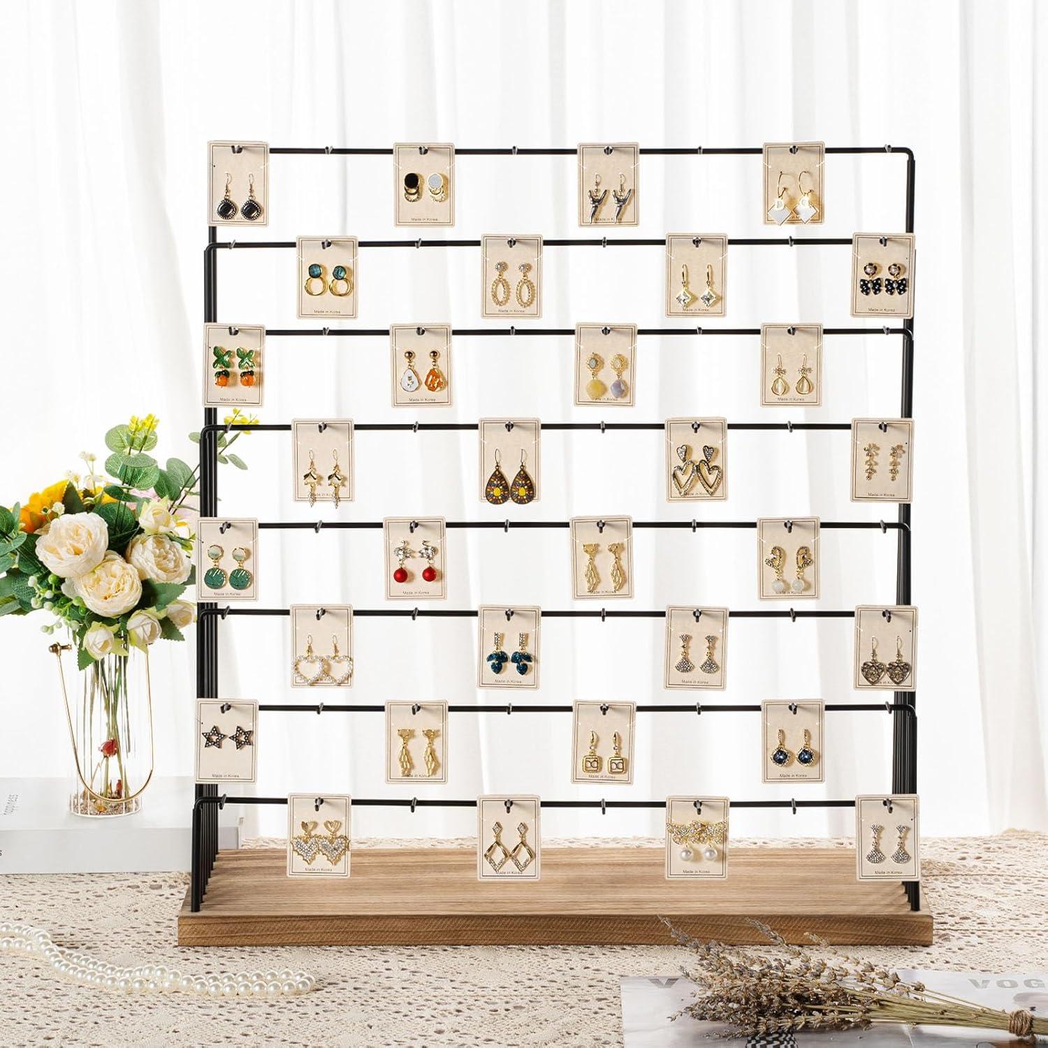 Soporte de Exhibición de Pendientes DGWJSU Madera Rústica 64 Ganchos