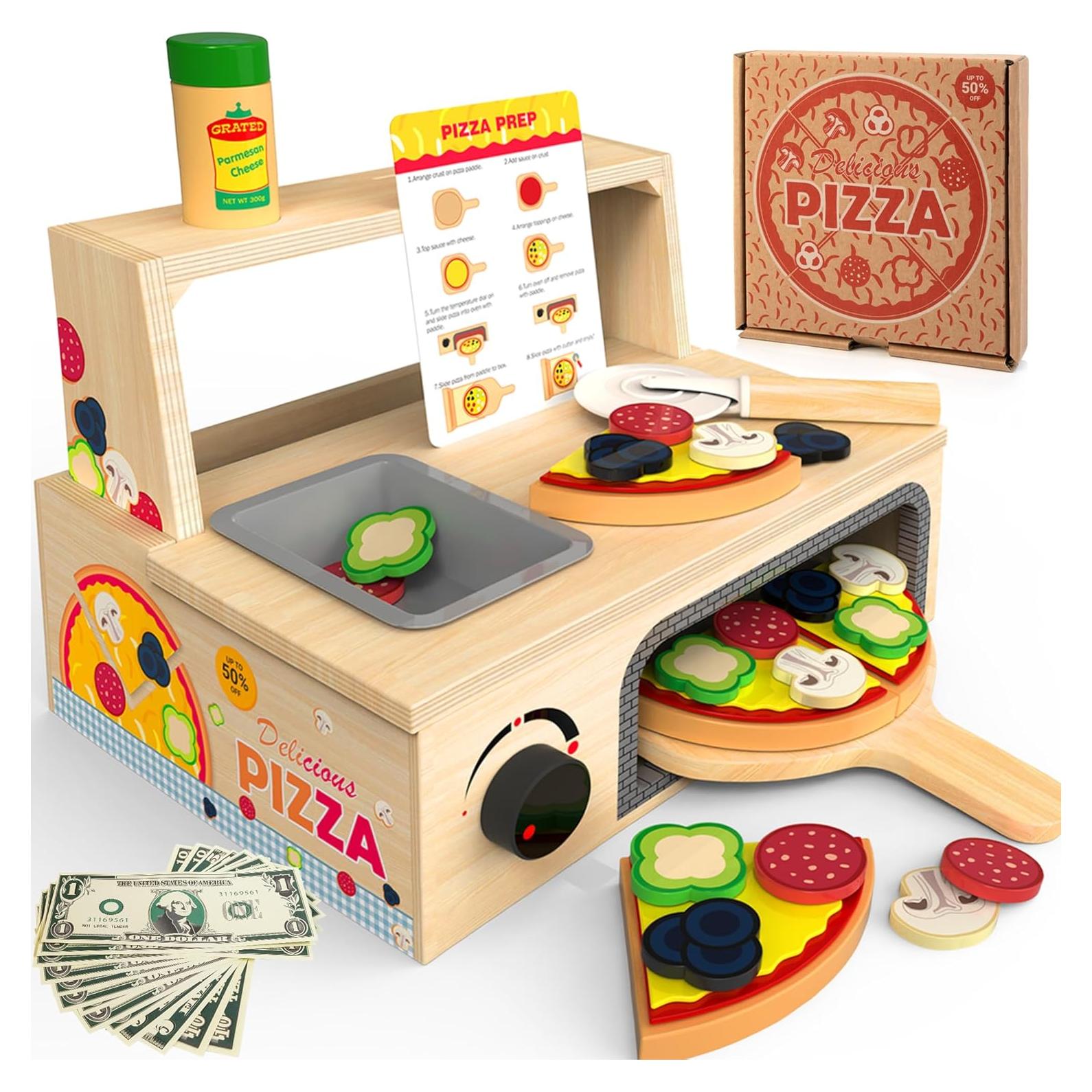 Juguete de Pizza de Madera WOODMAM - 48 Piezas Educativo