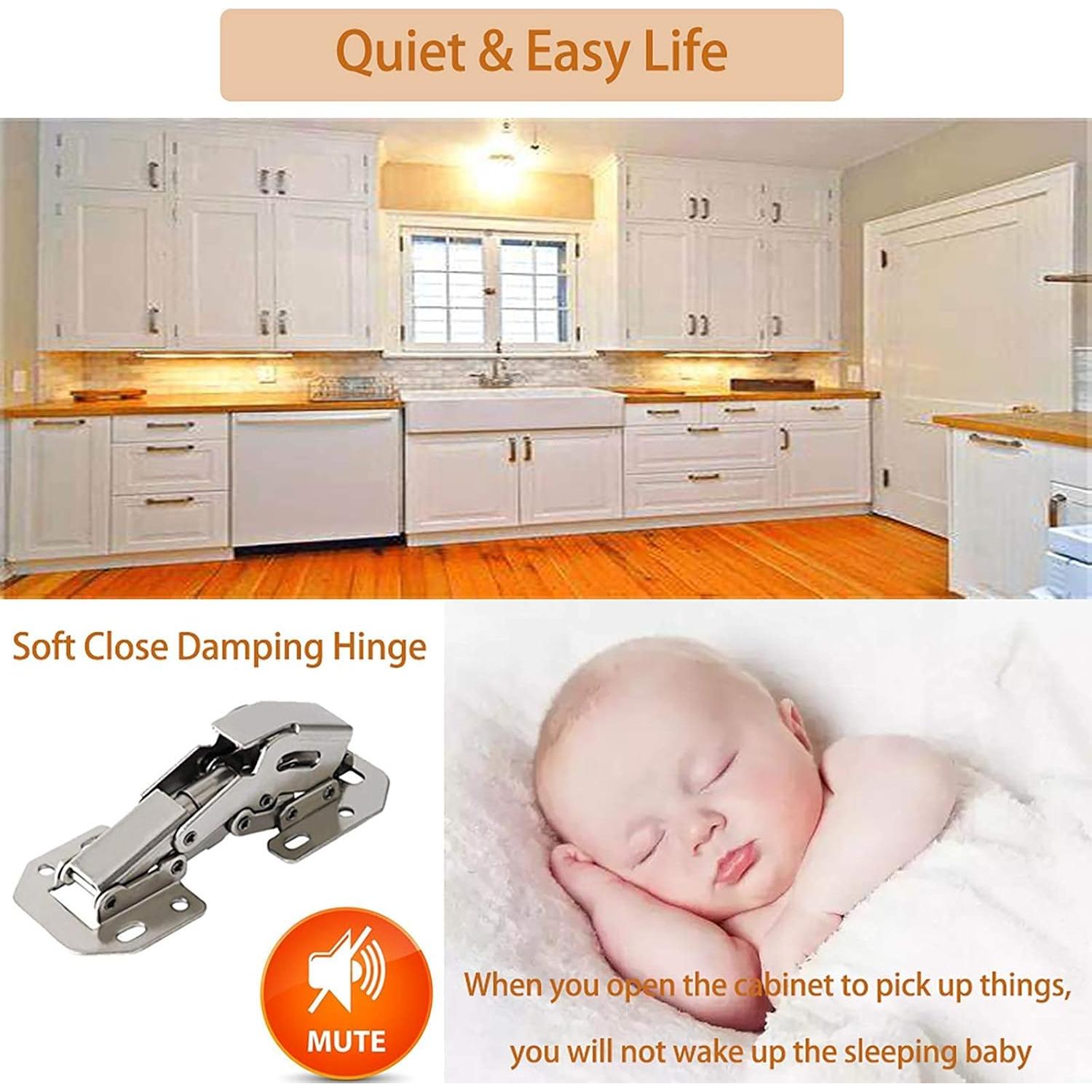 Paquete de 8 bisagras ocultas REDYA 10.16 cm cierre suave