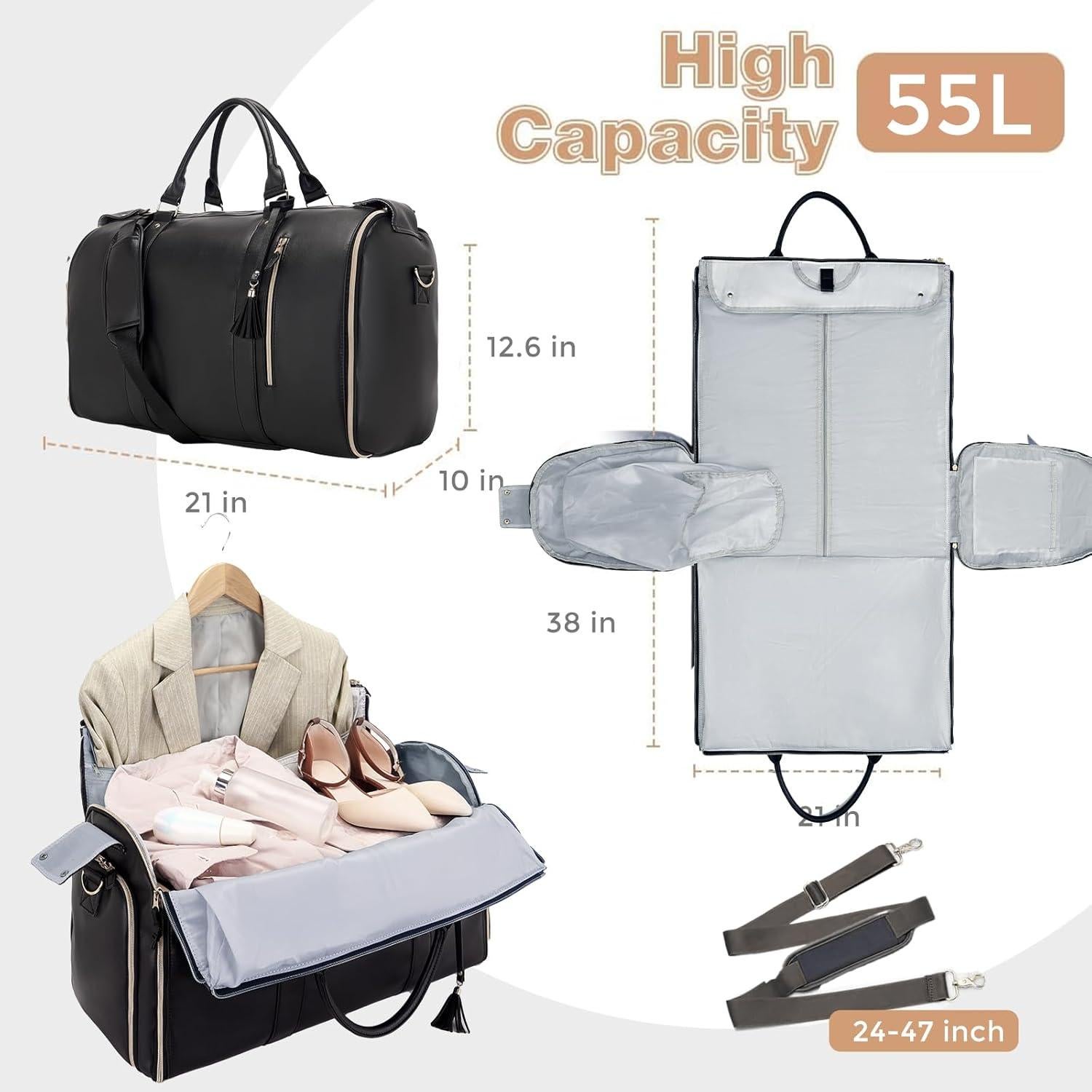 Bolsa de Traje Duffle SeseBee 55L Impermeable Negro