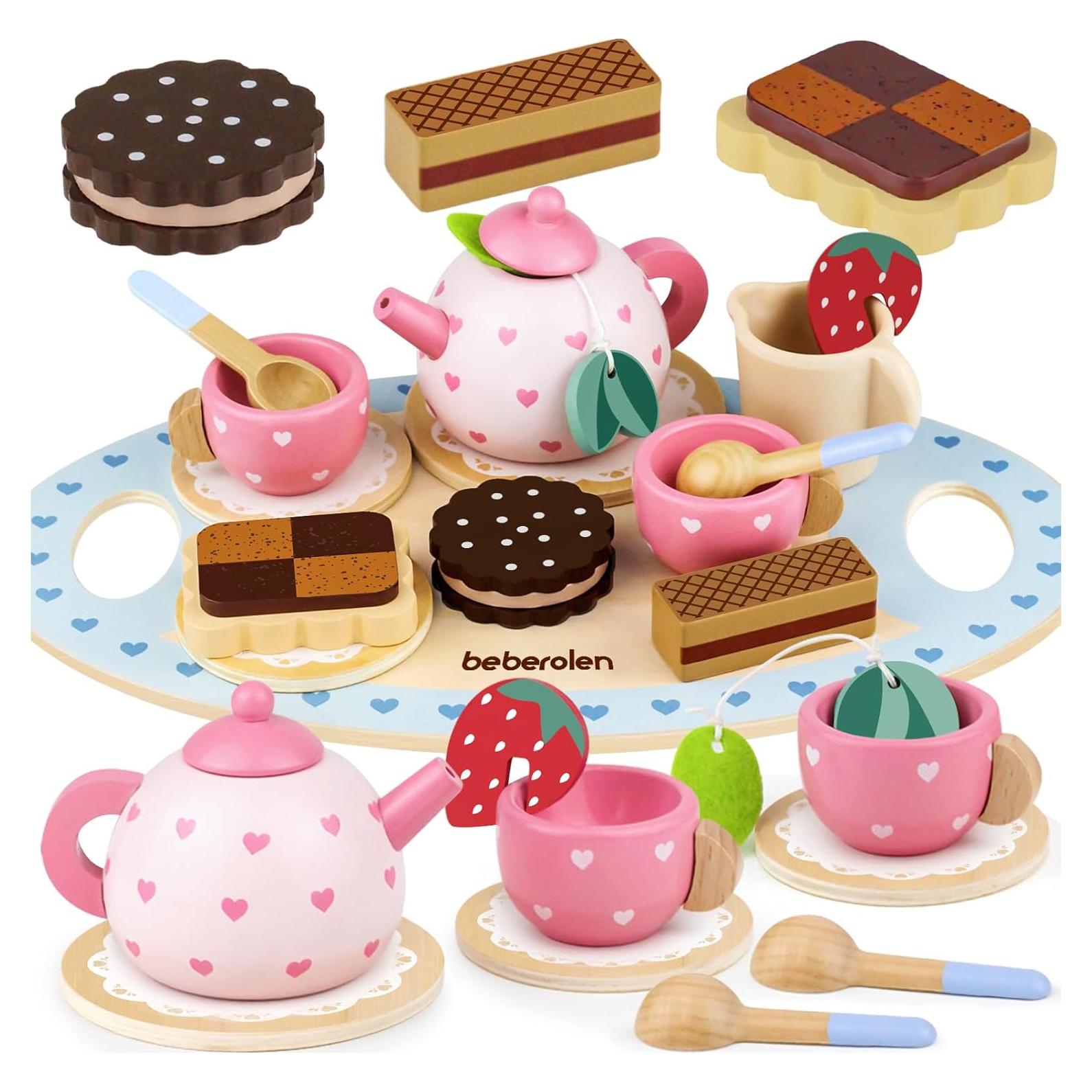 Juego de Té de Madera Beberolen para Niñas 2-4 Años