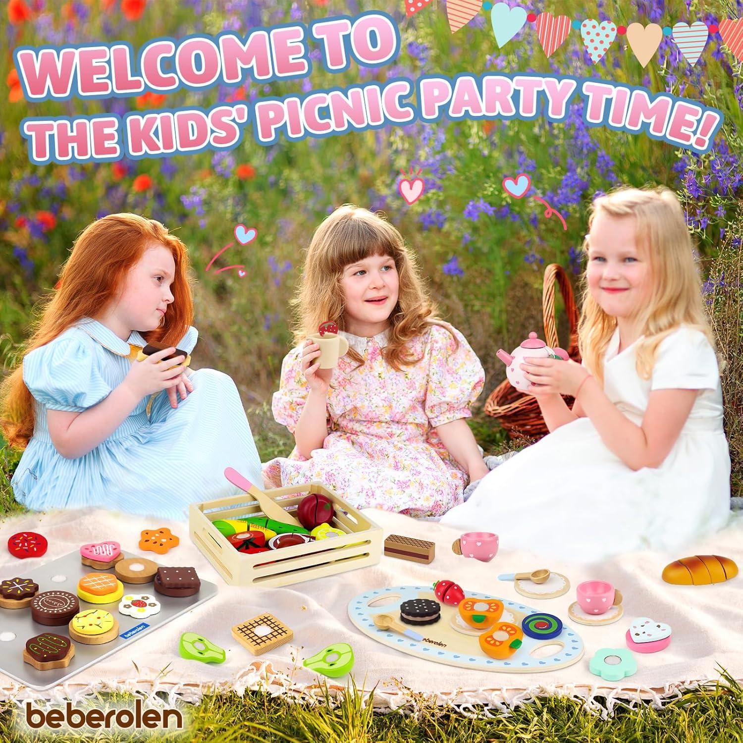 Juego de Té de Madera Beberolen para Niñas 2-4 Años