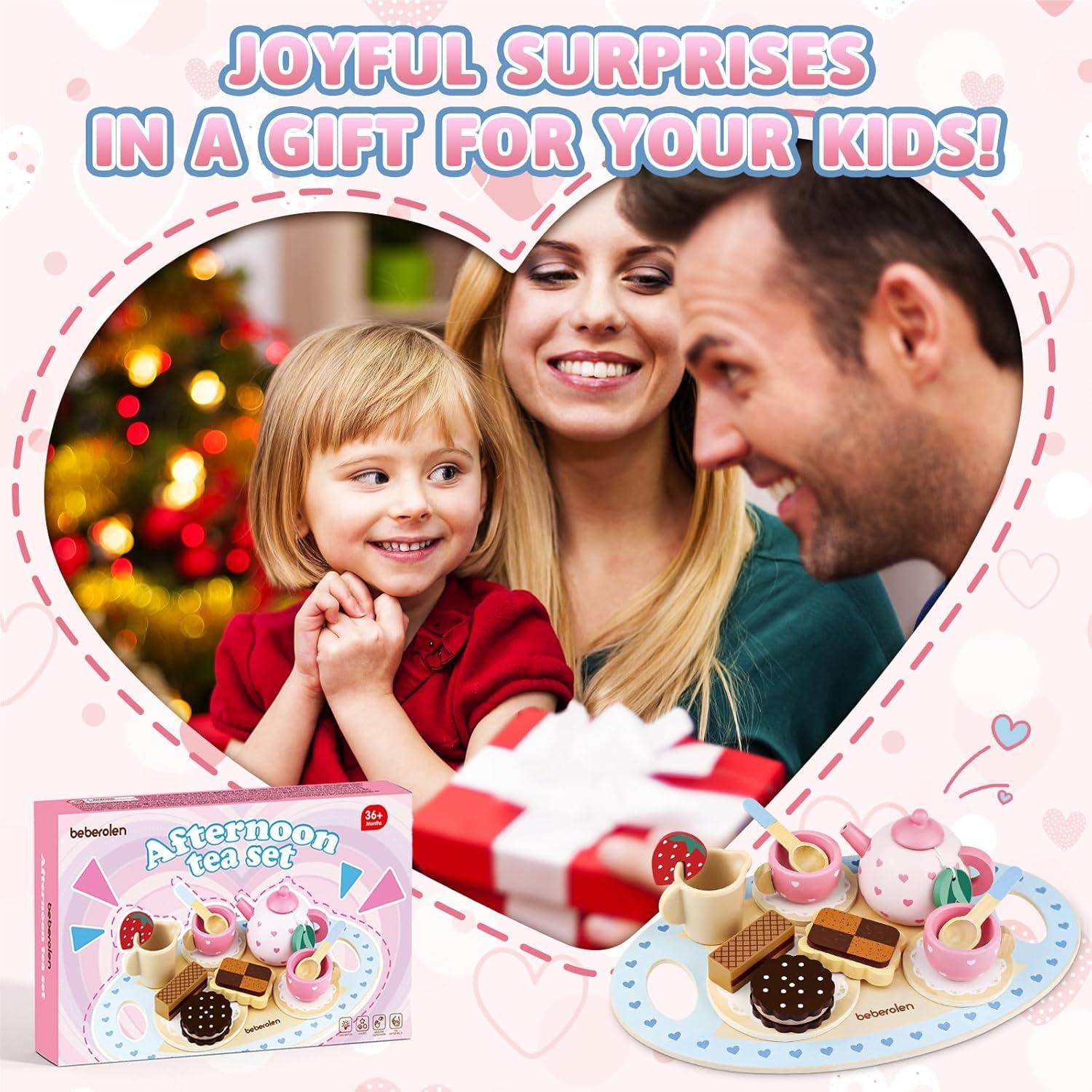 Juego de Té de Madera Beberolen para Niñas 2-4 Años