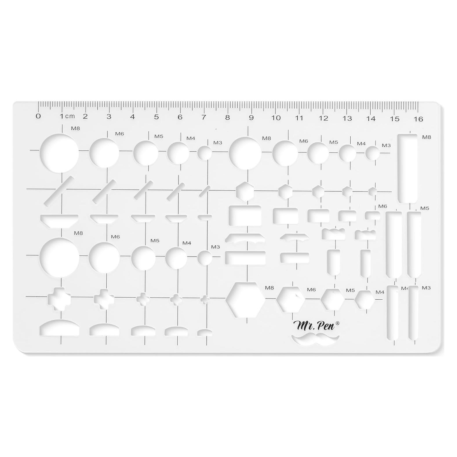 Plantilla de Dibujo Geométrico Mr. Pen - Plástico Transparente