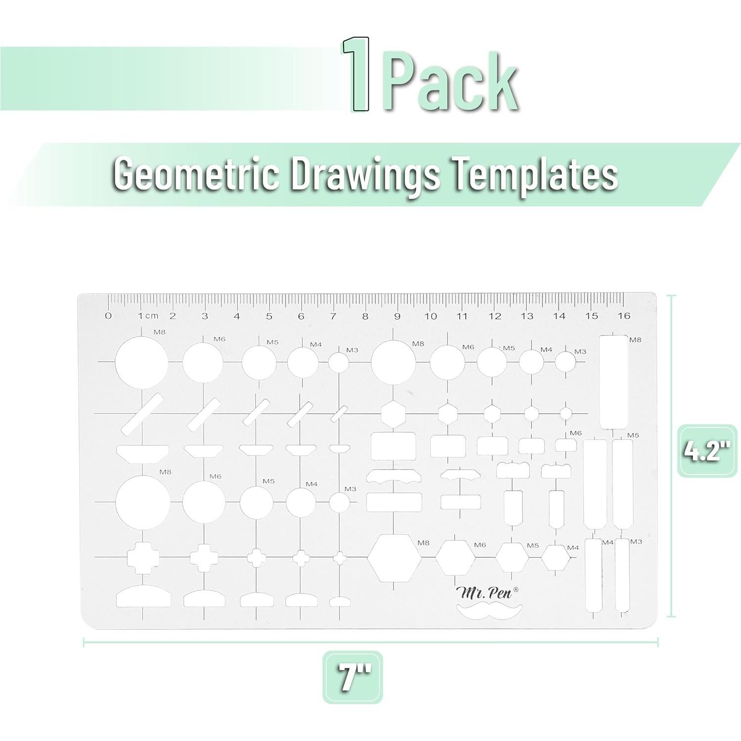 Plantilla de Dibujo Geométrico Mr. Pen - Plástico Transparente