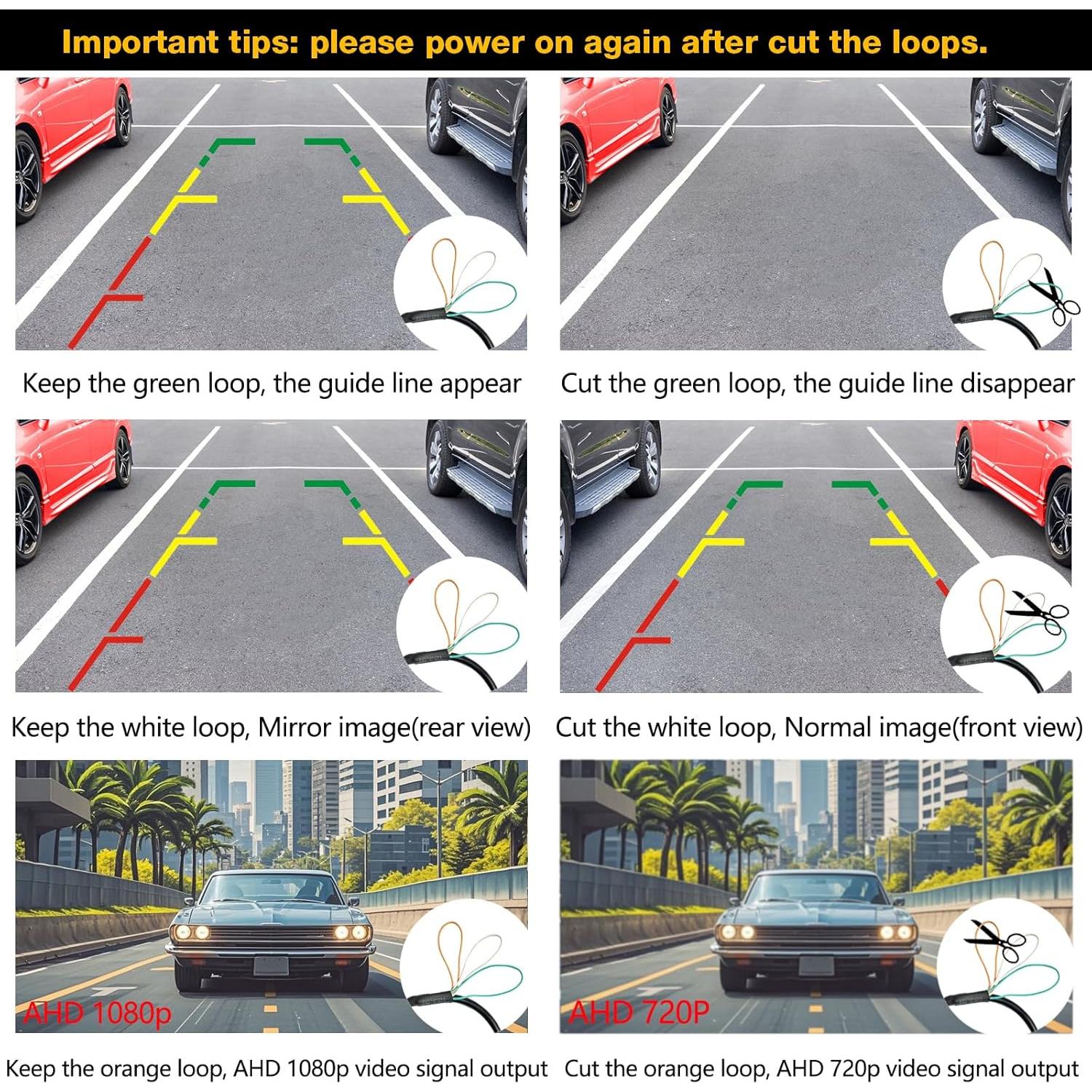 Cámara de Respaldo AHD 1080P RAAYOO L002-U2, 170° Visión Nocturna