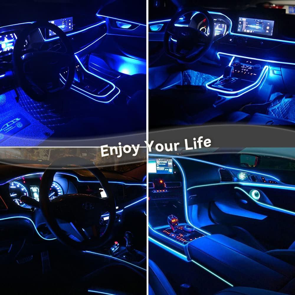 Tira de Luz LED Interior para Coche Keiurot 5M Azul USB