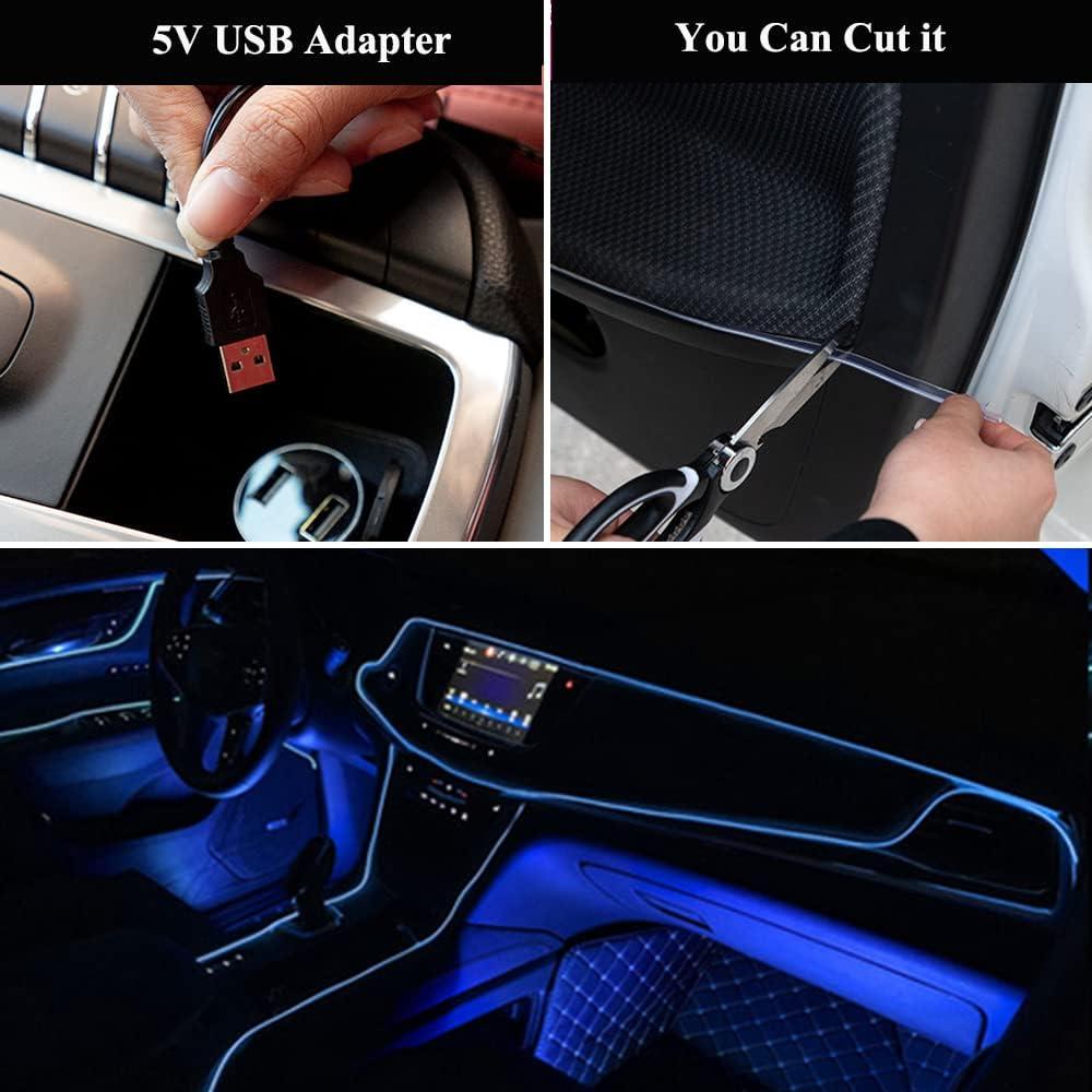 Tira de Luz LED Interior para Coche Keiurot 5M Azul USB