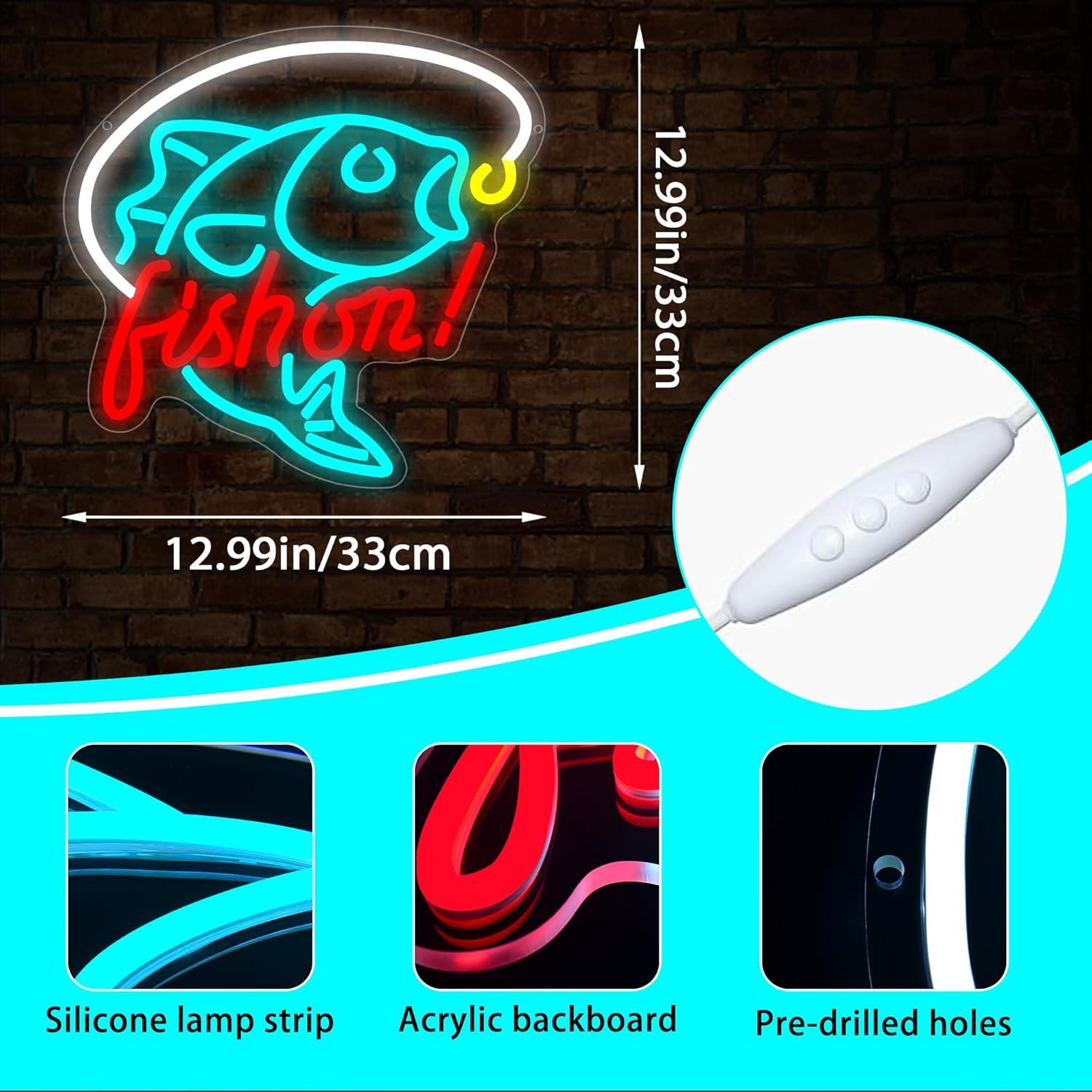 Luz de Neón de Pesca Fuzuneli LED Regulable 32.8x29.7cm
