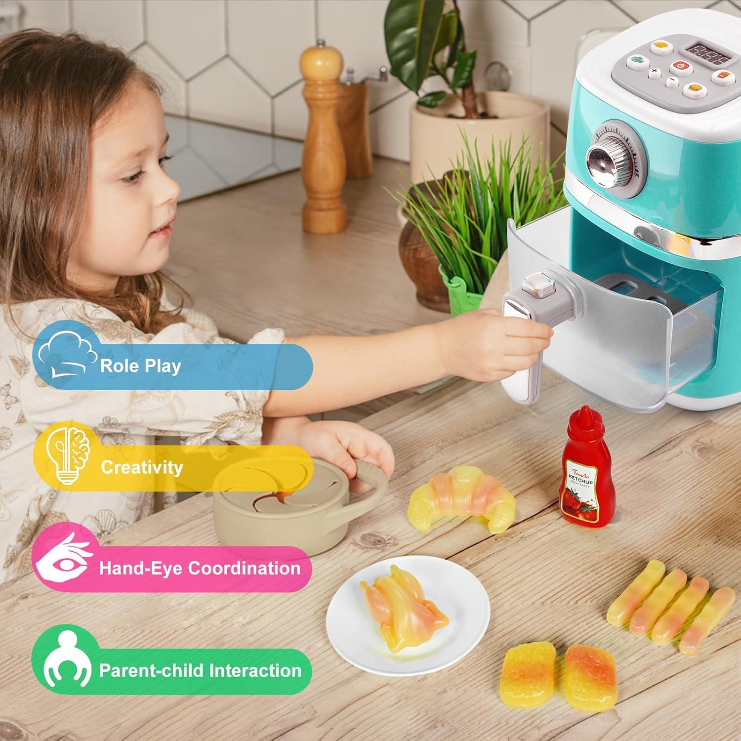 Juego de Cocina Juguete ACROFEK con Freidora de Aire Azul