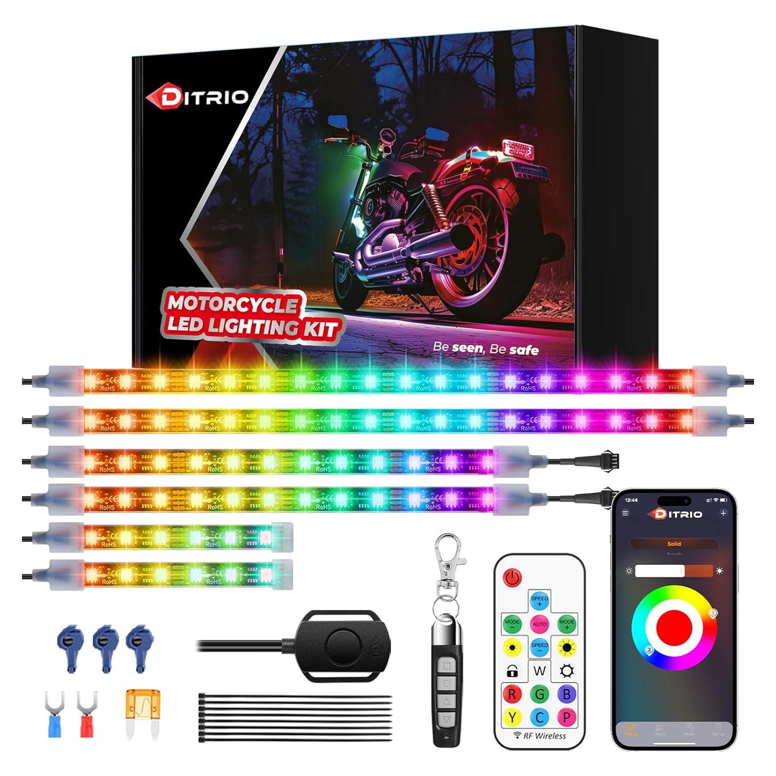 Kit de Iluminación LED DITRIO 6 Piezas RGB para Motocicleta