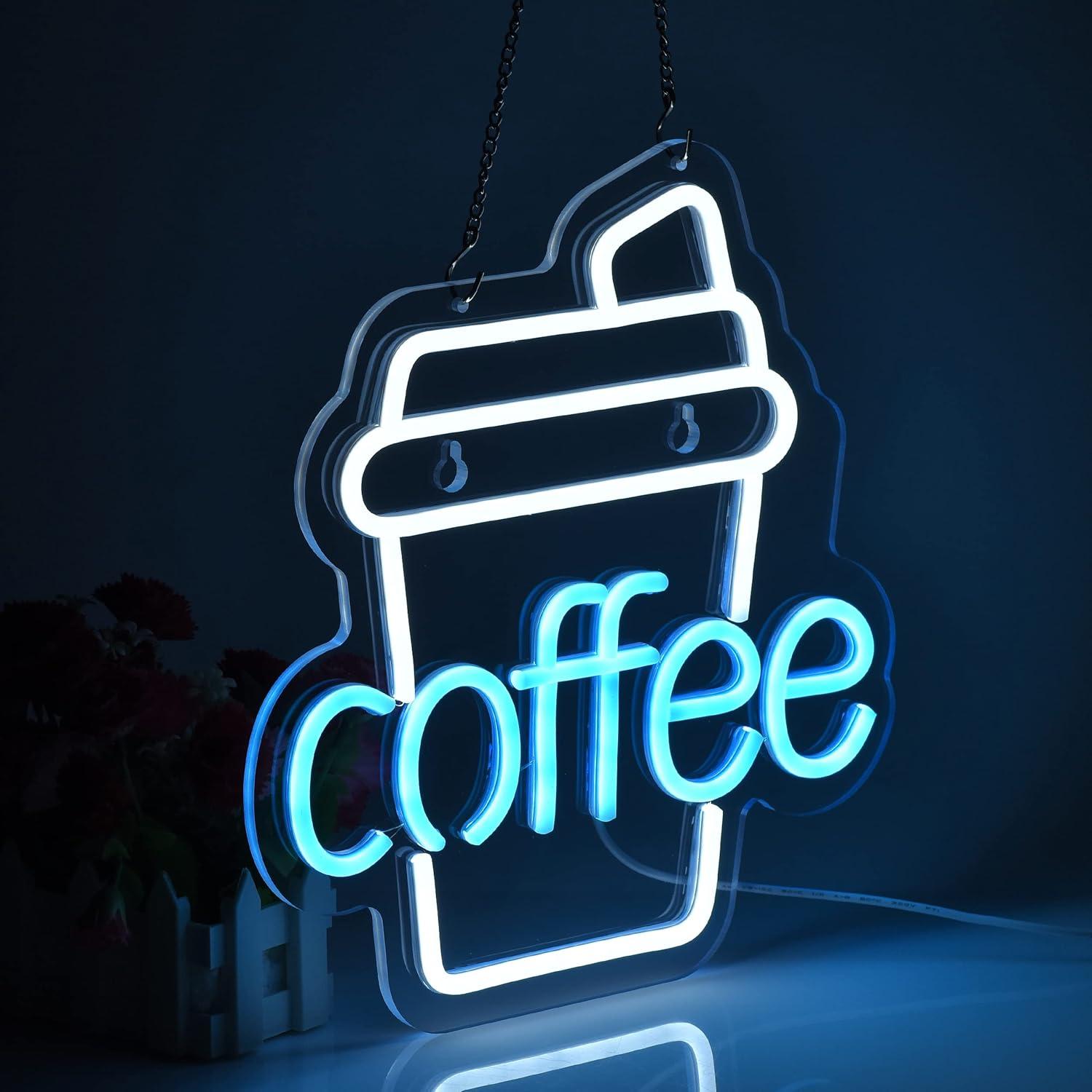 Letrero de Neón LED JOMOBUTY Café 30x32 cm Regulable USB