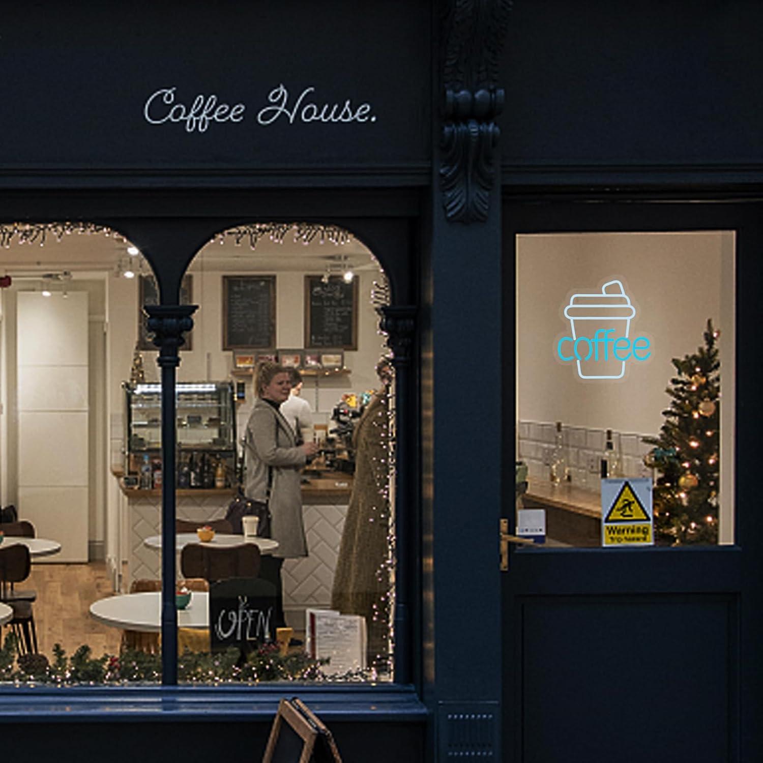 Letrero de Neón LED JOMOBUTY Café 30x32 cm Regulable USB