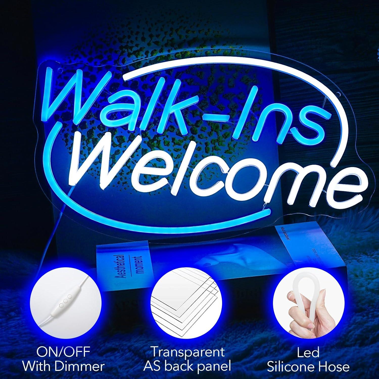 Cartel de Neón Bienvenidos Noasktt LED USB 42x24cm Azul y Blanco