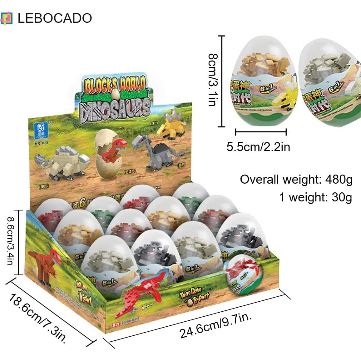 Bloques de Construcción de Dinosaurios LEBOCADO 6 en 1 - Juguetes STEM