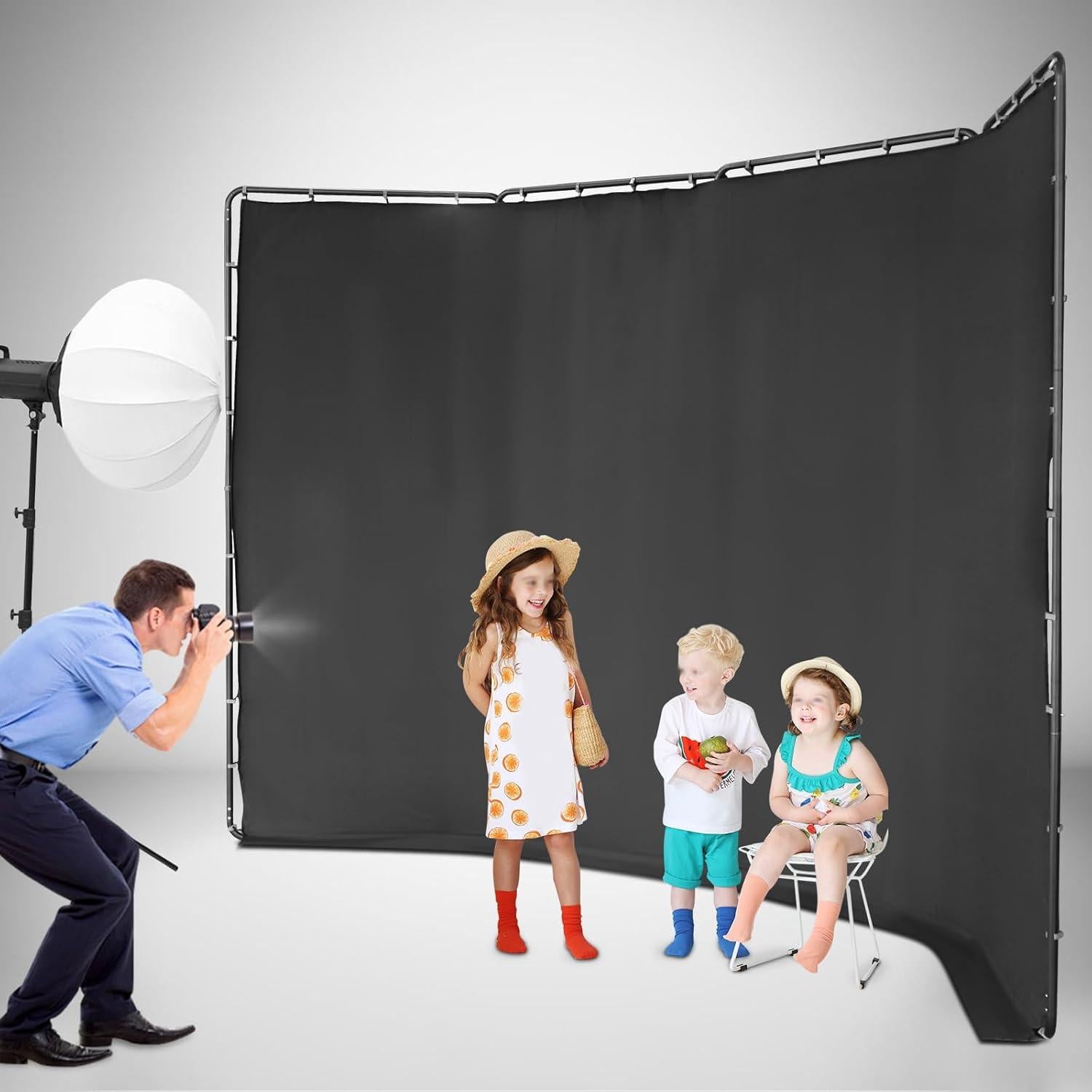 Soporte de Fondo Portátil WUPYI 2.4x4m Negro para Fotografía