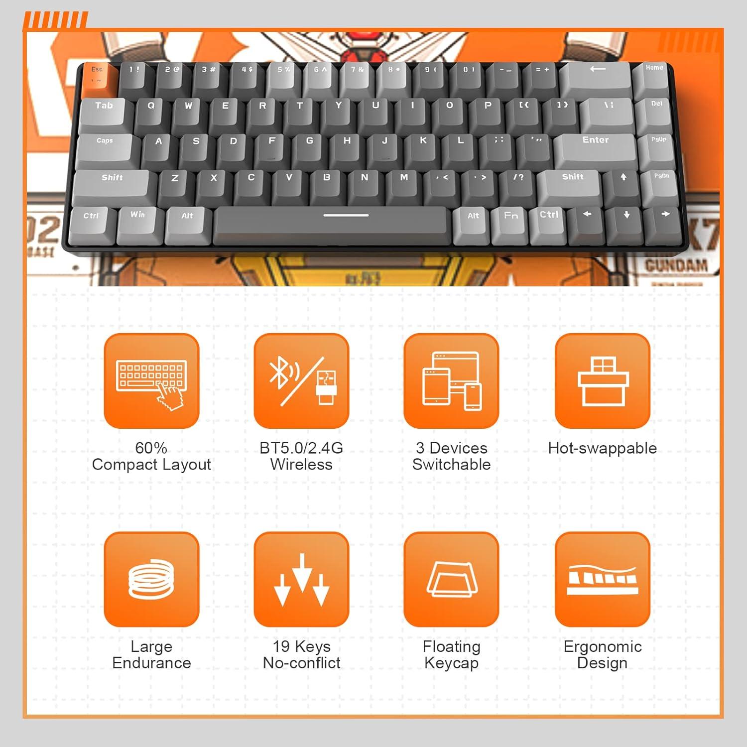 Teclado Mecánico Inalámbrico MAGIC-REFINER K68 68 Teclas