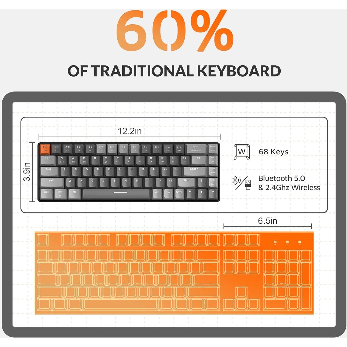 Teclado Mecánico Inalámbrico MAGIC-REFINER K68 68 Teclas