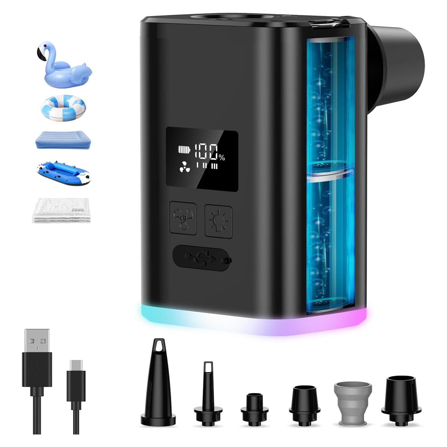 Bomba de Aire Eléctrica Portátil ZOPOM 5000mAh para Inflables