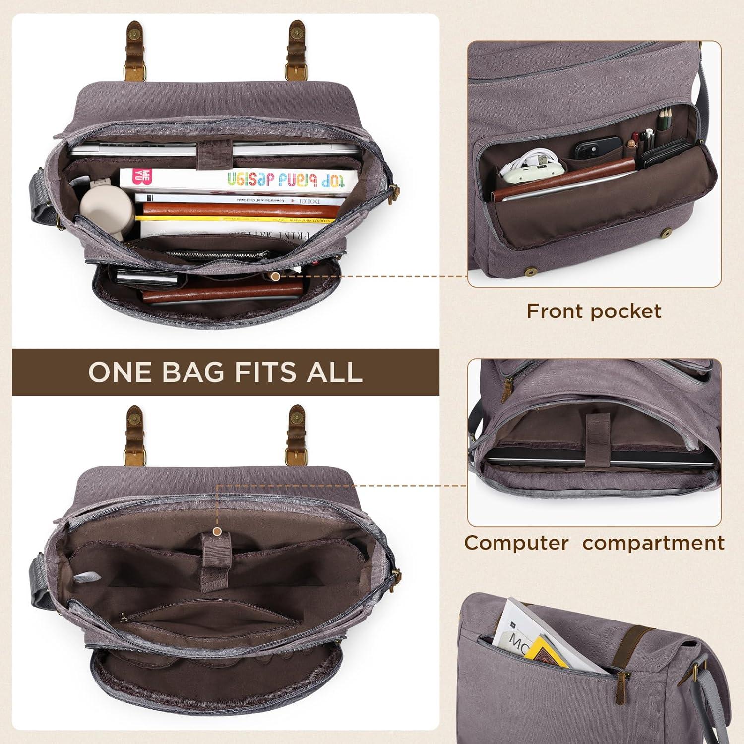 Bolsa Mensajera de Lona SMRITI para Laptop 15.6" Gris