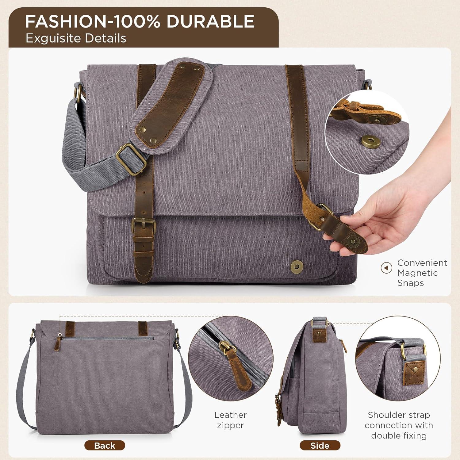 Bolsa Mensajera de Lona SMRITI para Laptop 15.6" Gris