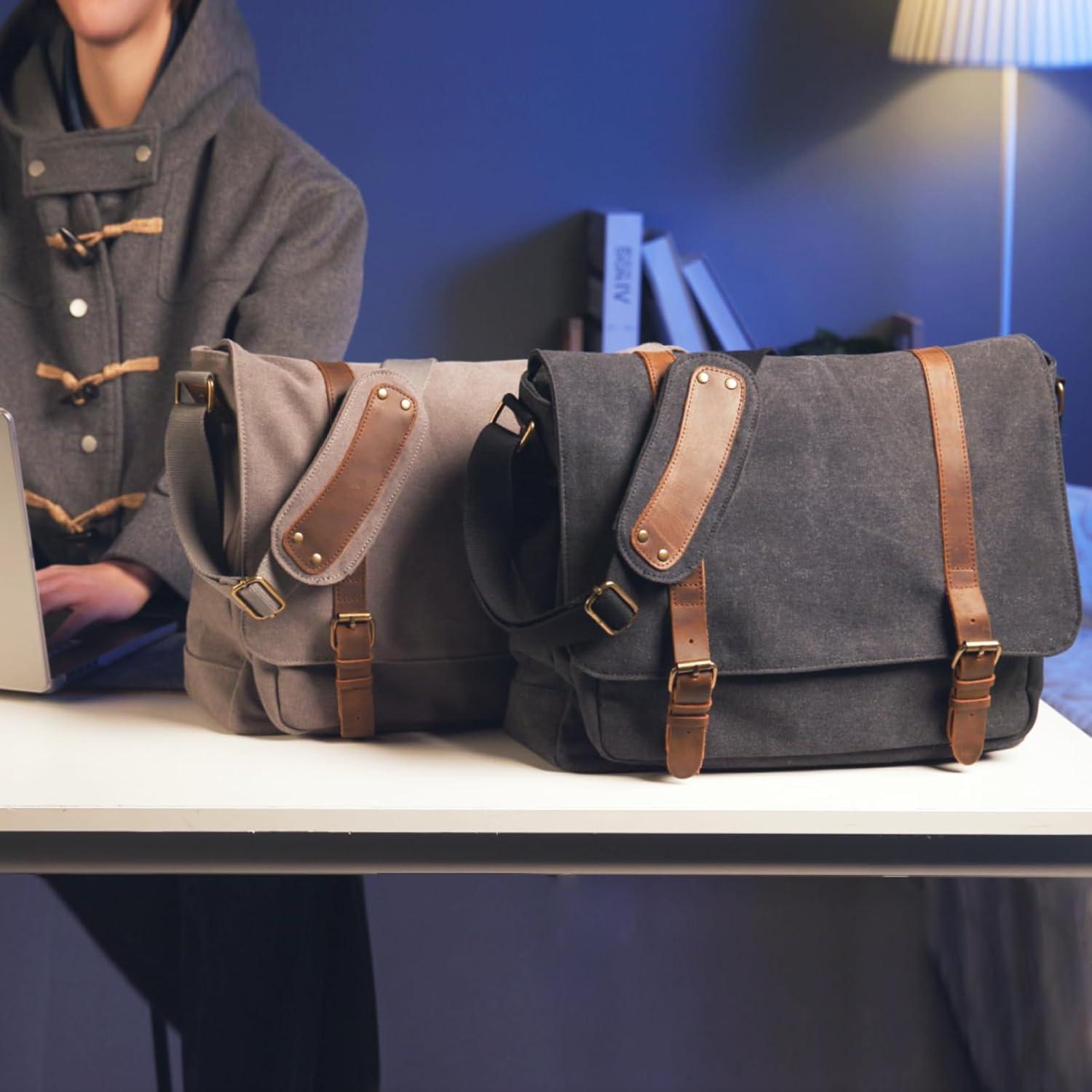 Bolsa Mensajera de Lona SMRITI para Laptop 15.6" Gris