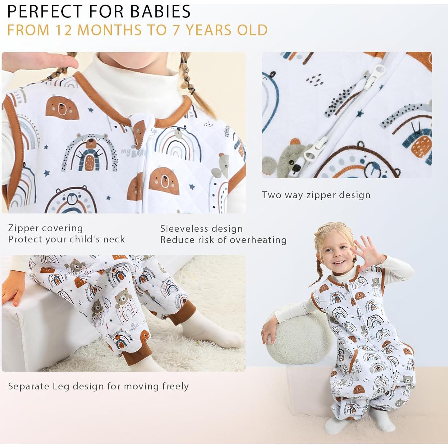 Saco de dormir WONDAY para niños 2T-3T con piernas Oso