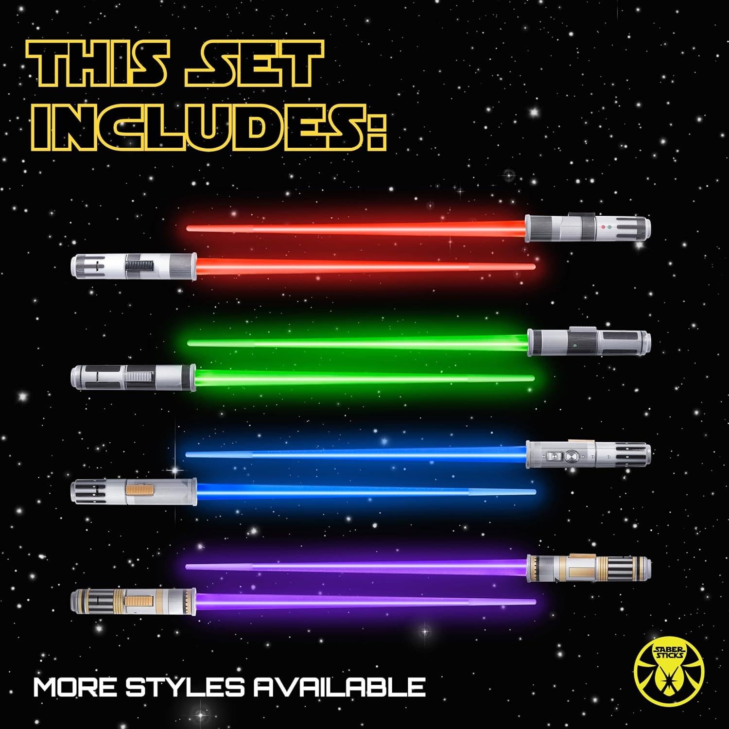 Palillos de Luz LED Sabersticks 4 Pares Colores Variados