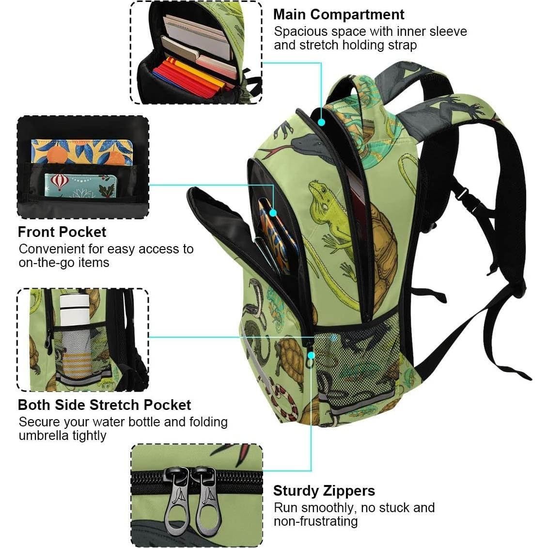 Mochila Escolar Glaphy Animales con Rayas Reflectantes 42.5 cm