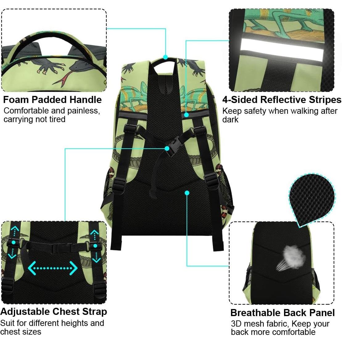 Mochila Escolar Glaphy Animales con Rayas Reflectantes 42.5 cm