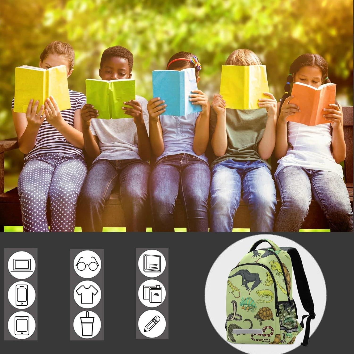 Mochila Escolar Glaphy Animales con Rayas Reflectantes 42.5 cm