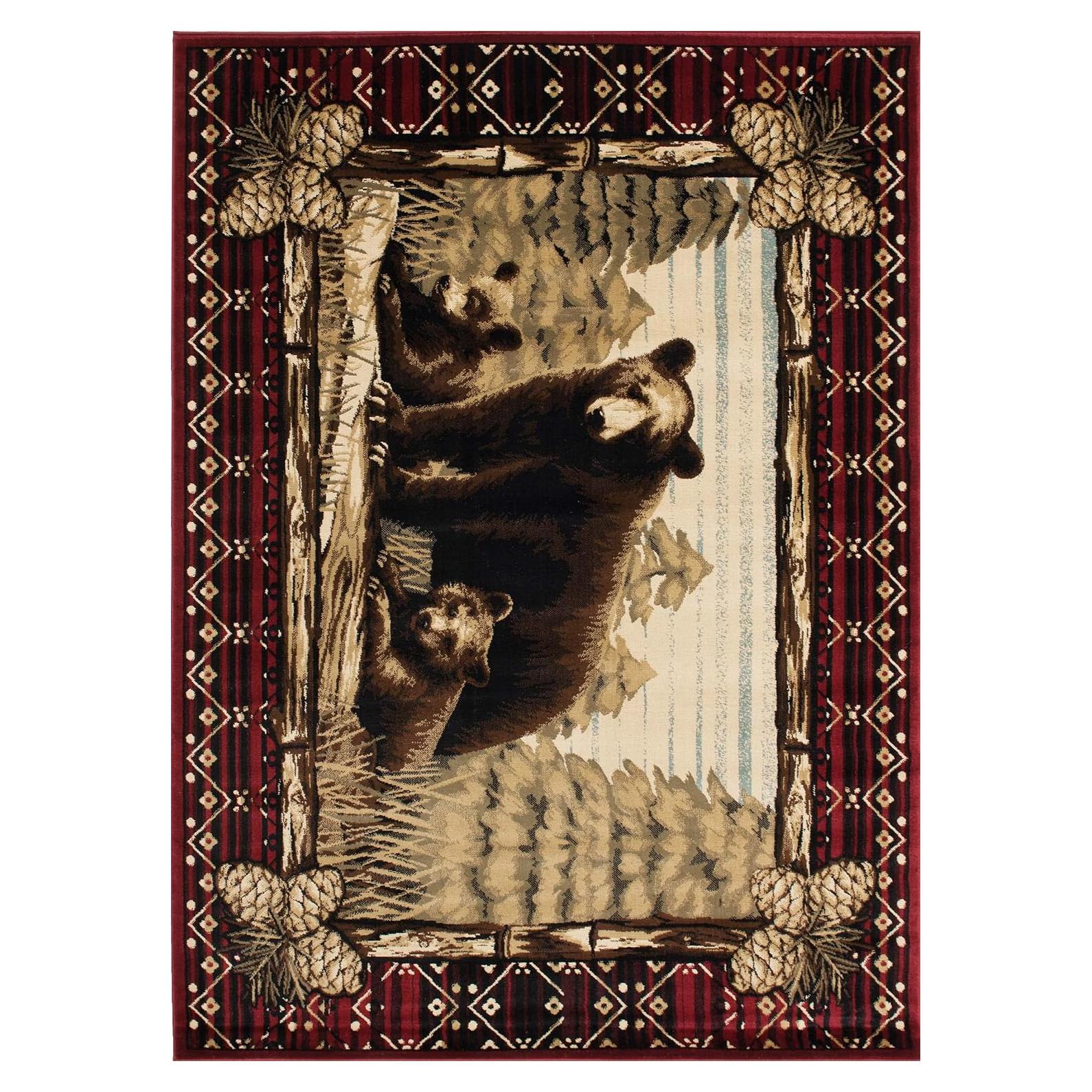 Alfombra de Área Rug Empire Oso Grizzly 66x100 cm Rústica