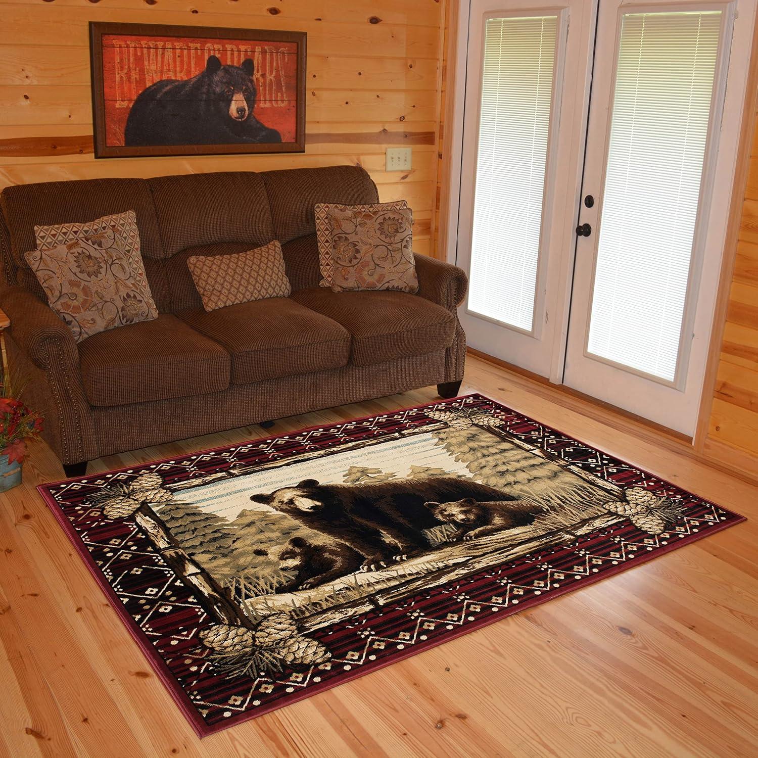 Alfombra de Área Rug Empire Oso Grizzly 66x100 cm Rústica
