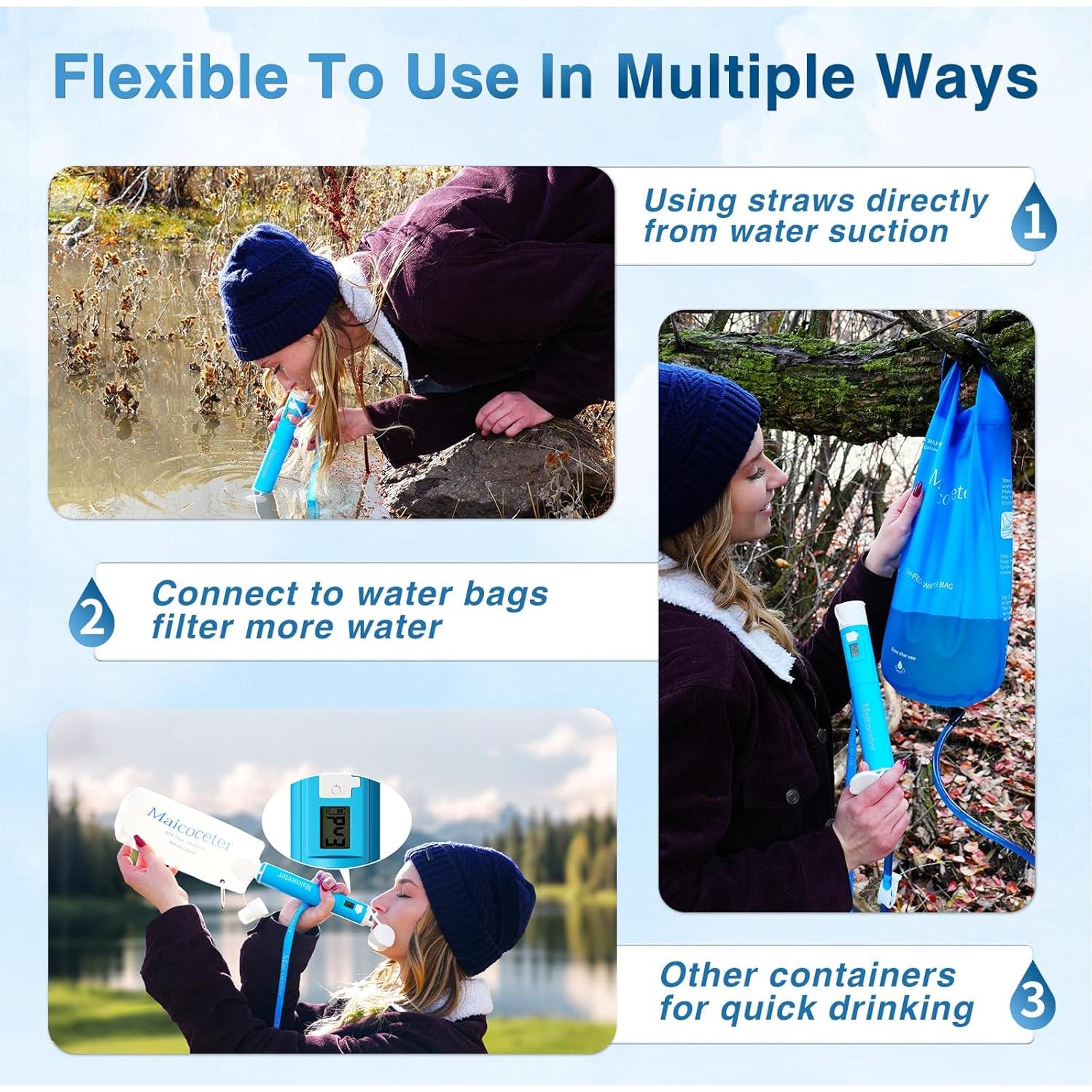 Filtro de Agua Portátil Maicoceter con Pantalla LED 22.86cm