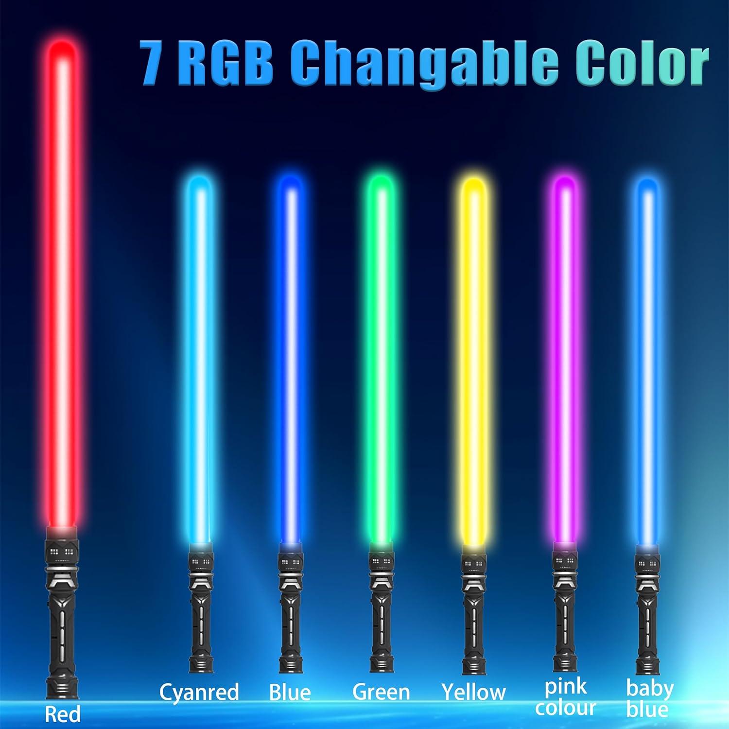 2 Espadas LED Retráctiles Yuhui 7 Colores 40-143 cm