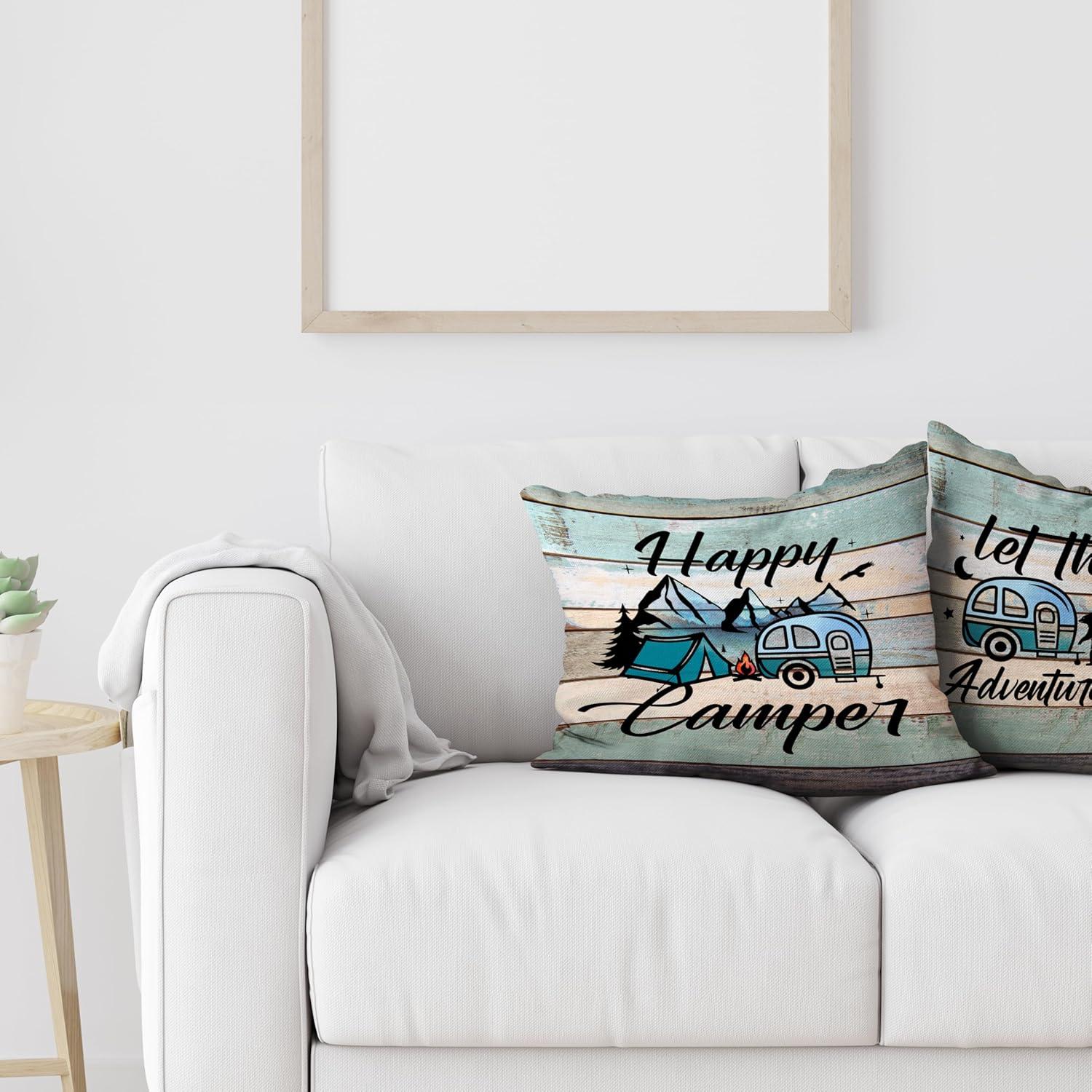 Juego de 2 Fundas de Almohada Lino Happy Camper 45.72cm