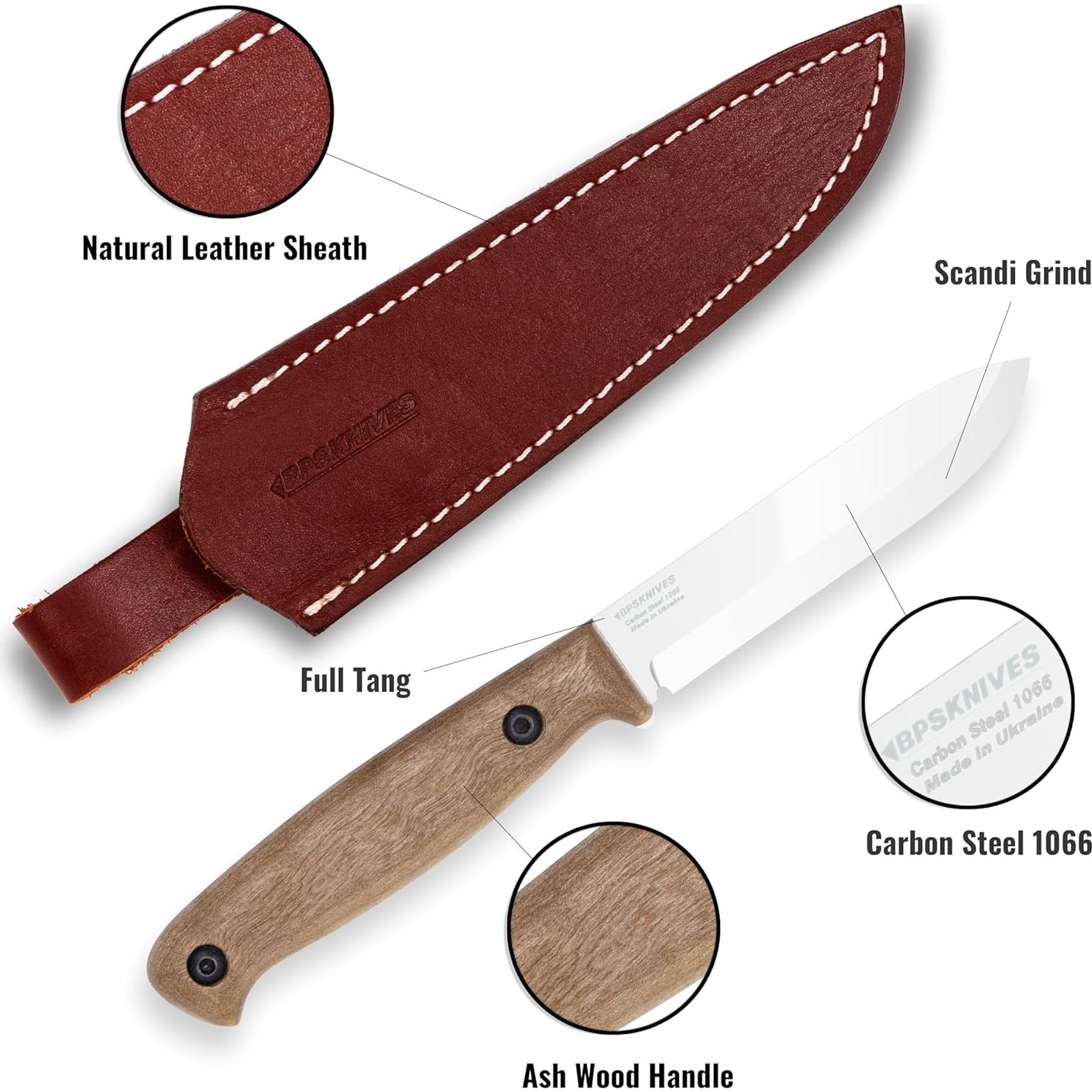 Cuchillo de Hoja Fija BPS BS1FT CSH - Acero al Carbono 9.4 cm