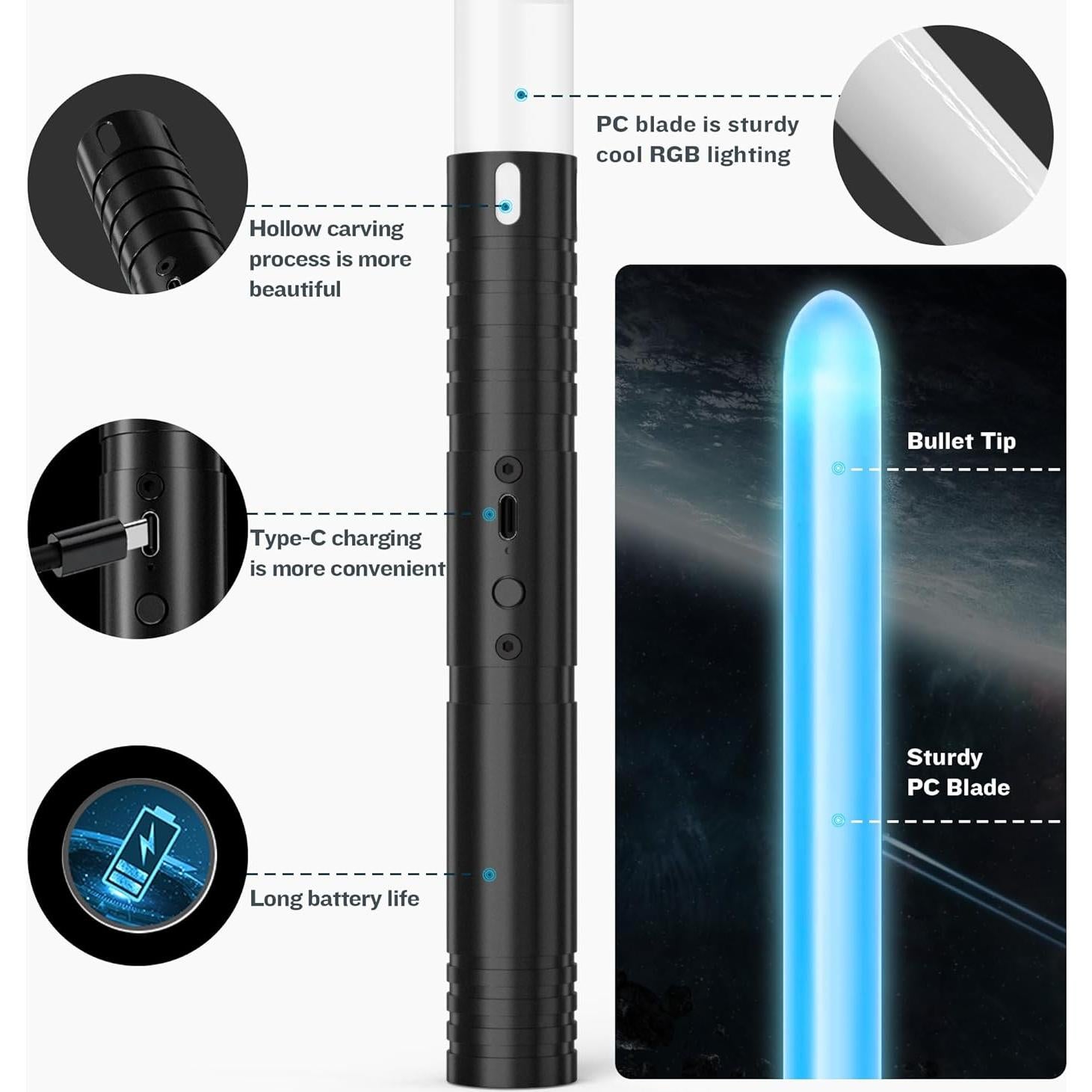 Sable de Luz 2 en 1 CLDYCST Recargable 15 Colores FX