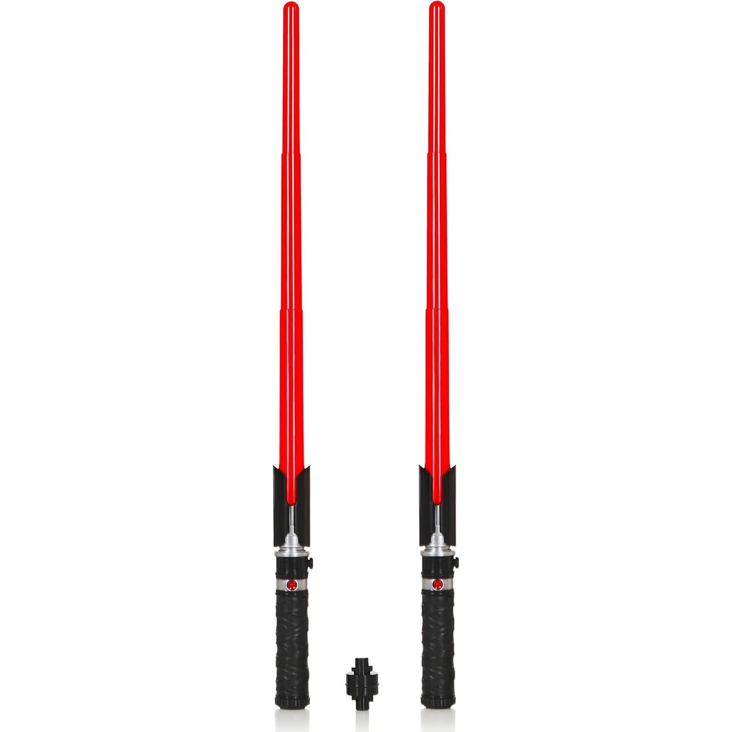 Sable iluminado LED rojo MewduMewdu con sonido y luz - 2 paquetes
