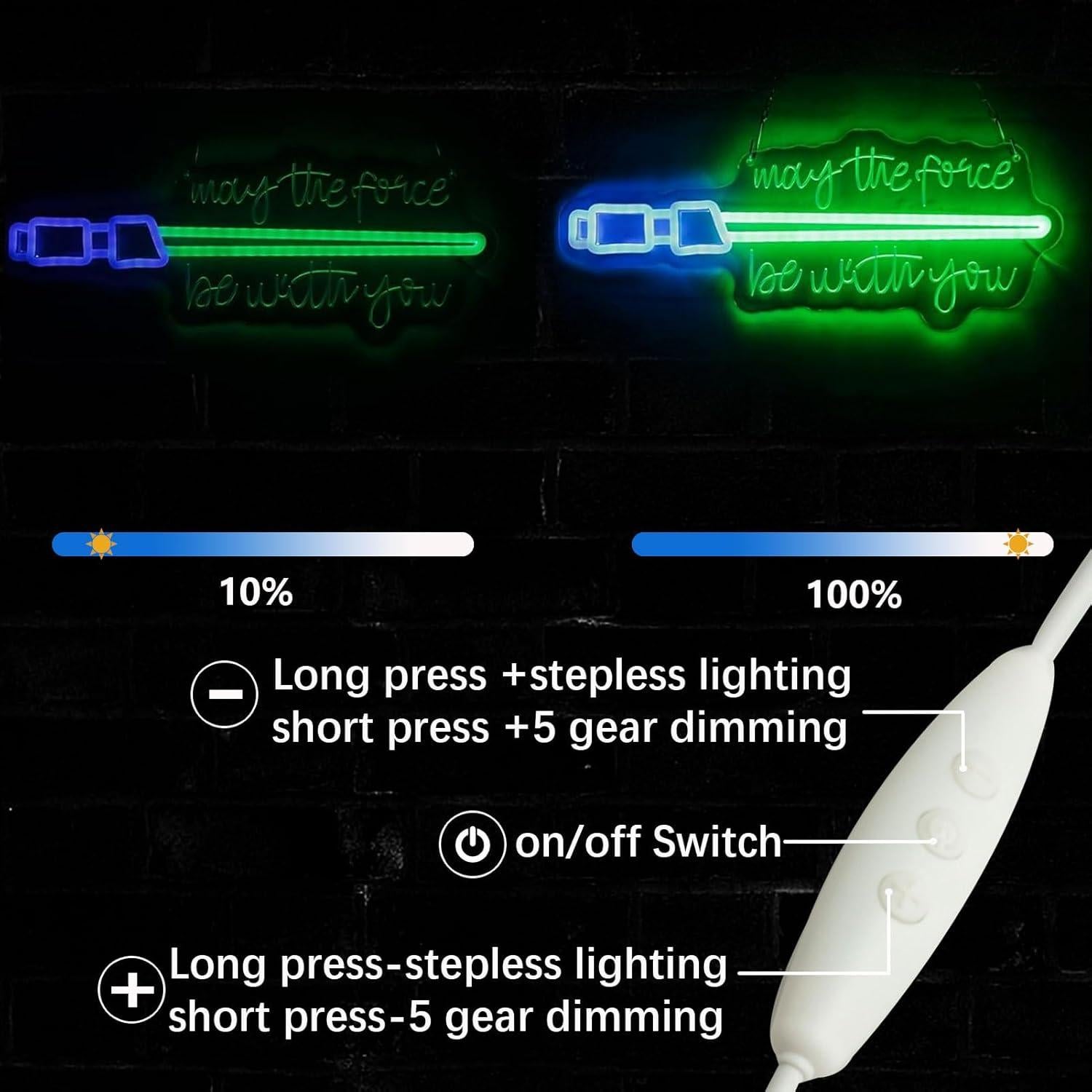 Luz de neón LED Pinlangdou Que la Fuerza te Acompañe 40x25cm