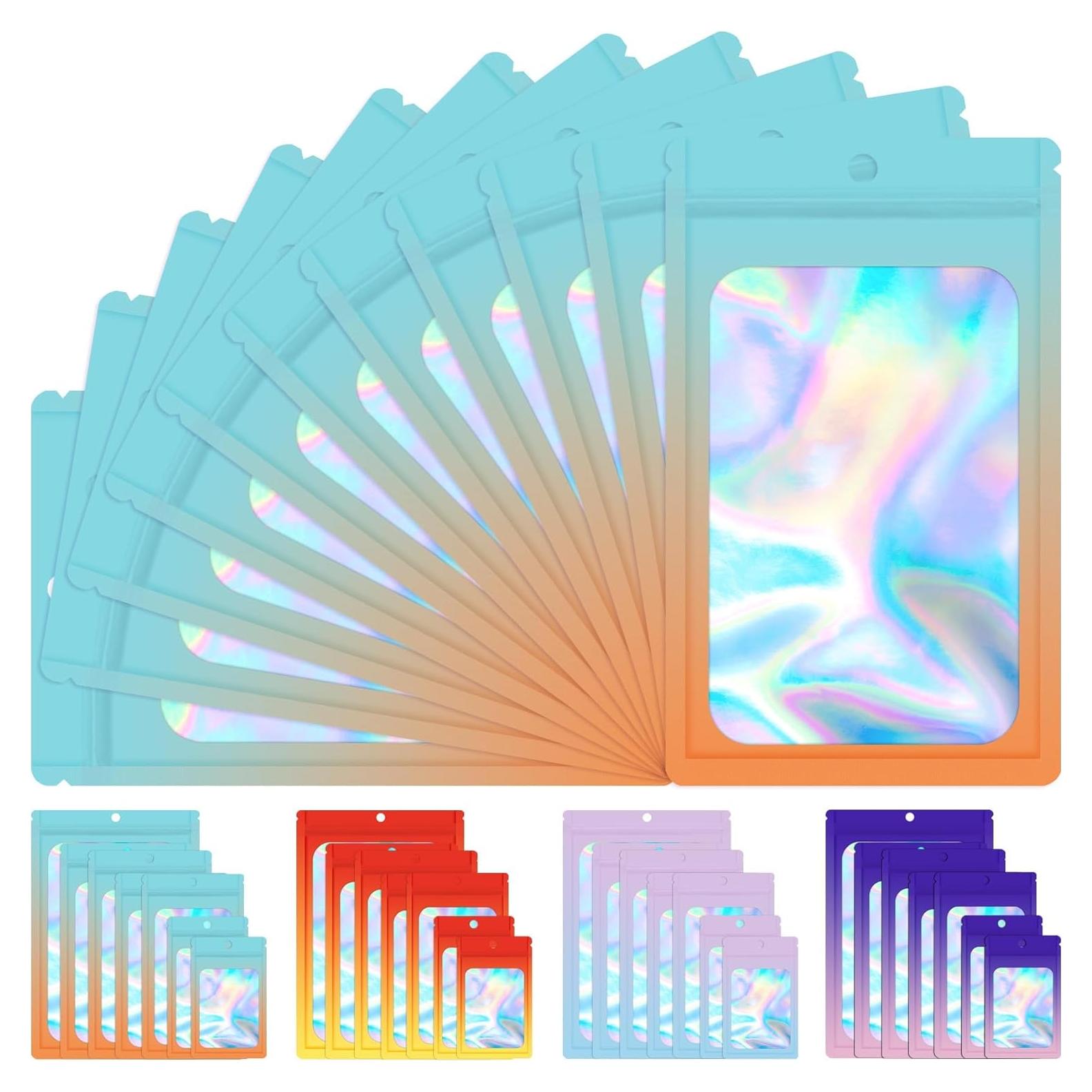 Paquete de 100 Bolsas Holográficas Mylar EgticLive 7x11 cm